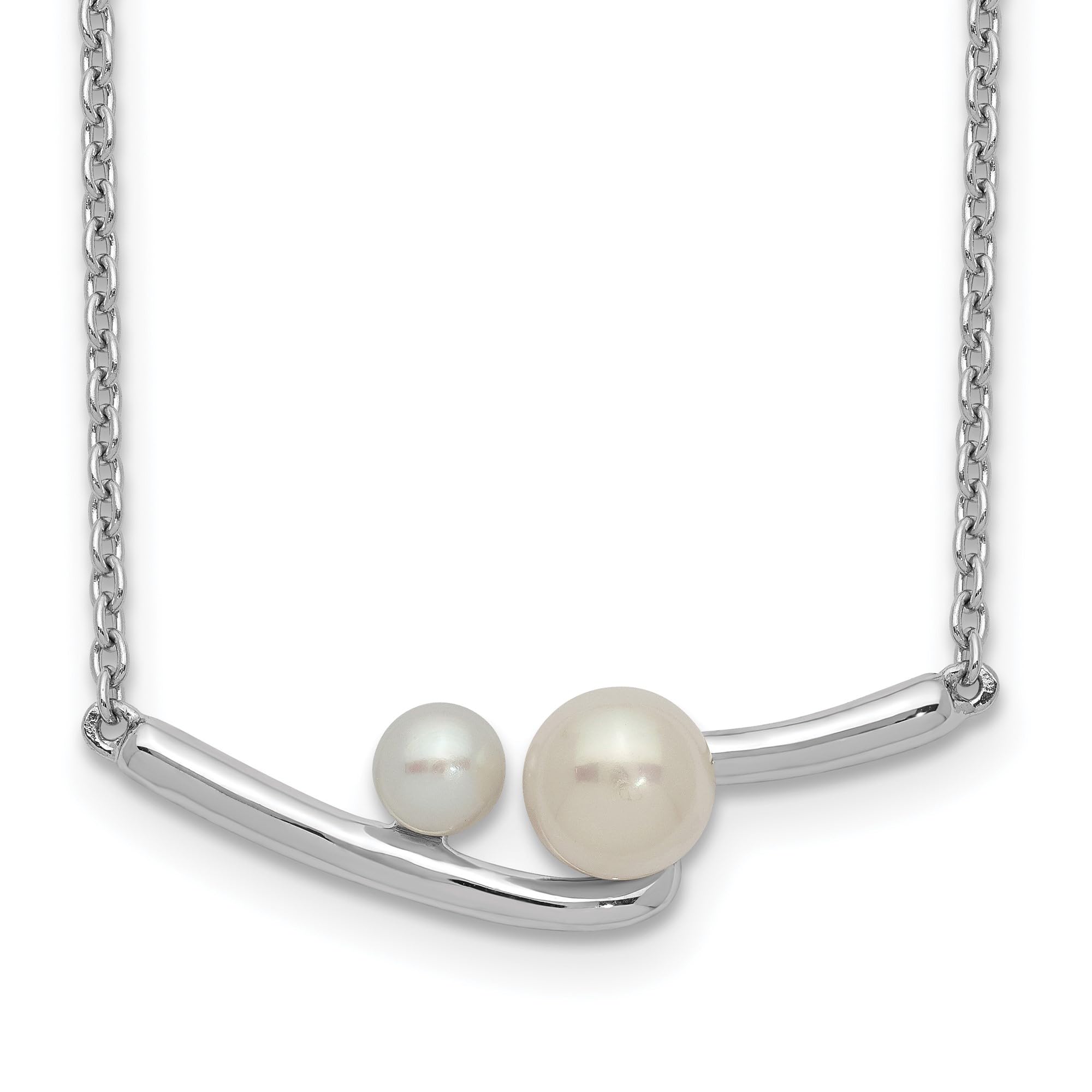925 Sterling Silver Freshwater Cultured Pearl Bar Necklace - 16.5 Inch Dainty Chain for Women, Elegant Layering Jewelry Gift for Birthday, Anniversary & Valentine's Day