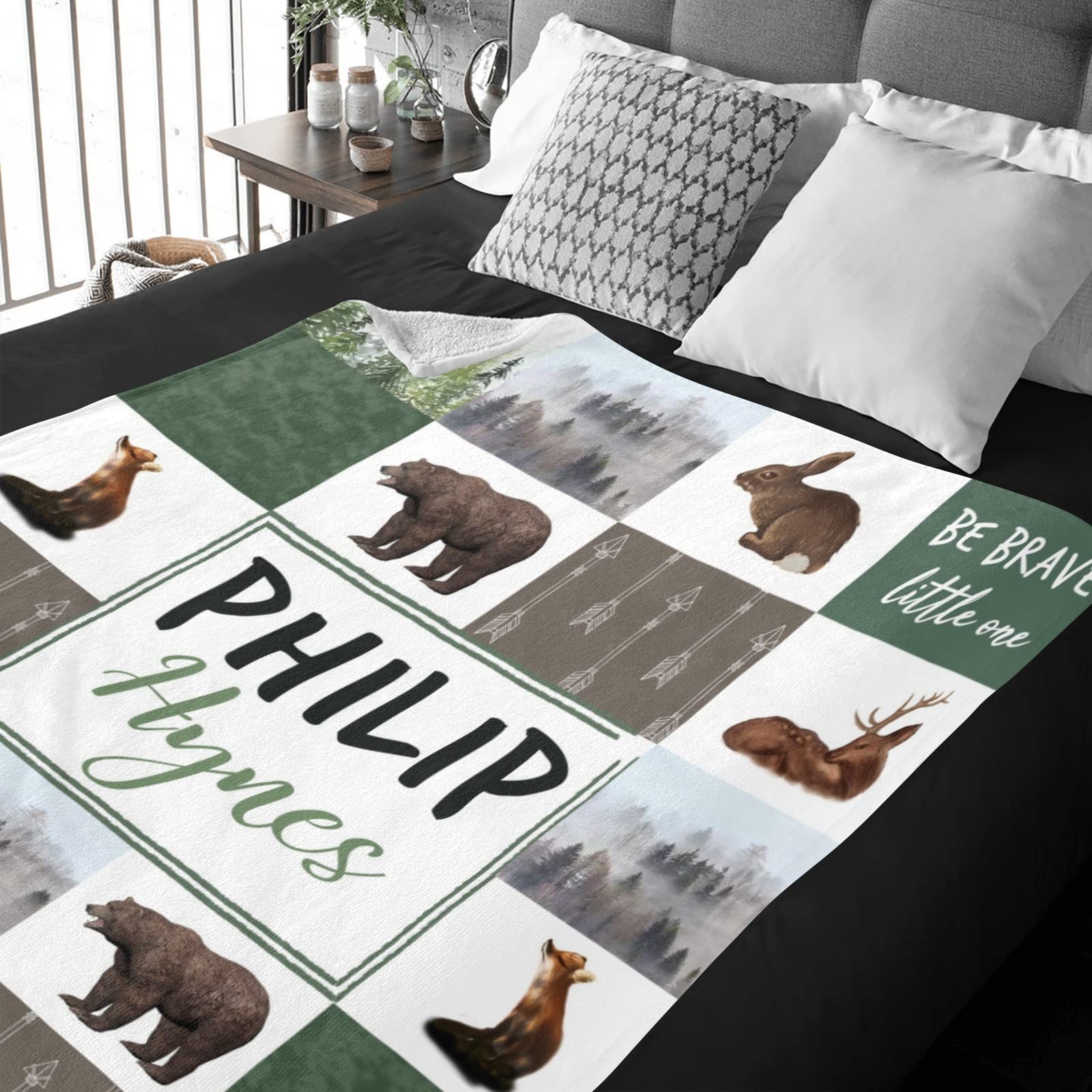 Personalized Woodland Animals Blanket with Name - Custom Baby Blanket for Boys & Girls, Soft Minky Fleece Flannel - Perfect Baby Shower Gift, Nursery Decor & Cozy Toddler Blanket