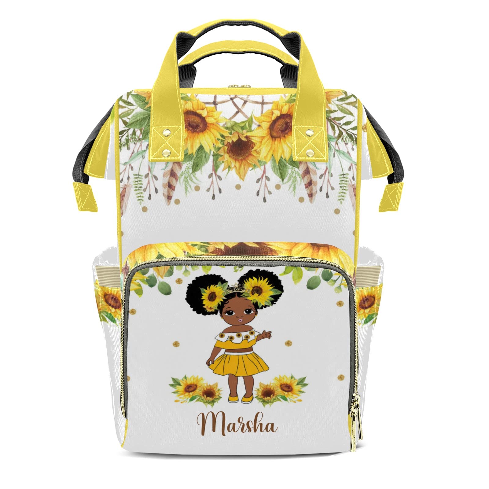 Personalized Sunflower Diaper Backpack for Baby Girls & Boys - Custom Name Nappy Mommy Bag - Perfect Baby Shower Gift for New Parents, Travel & Daily Use