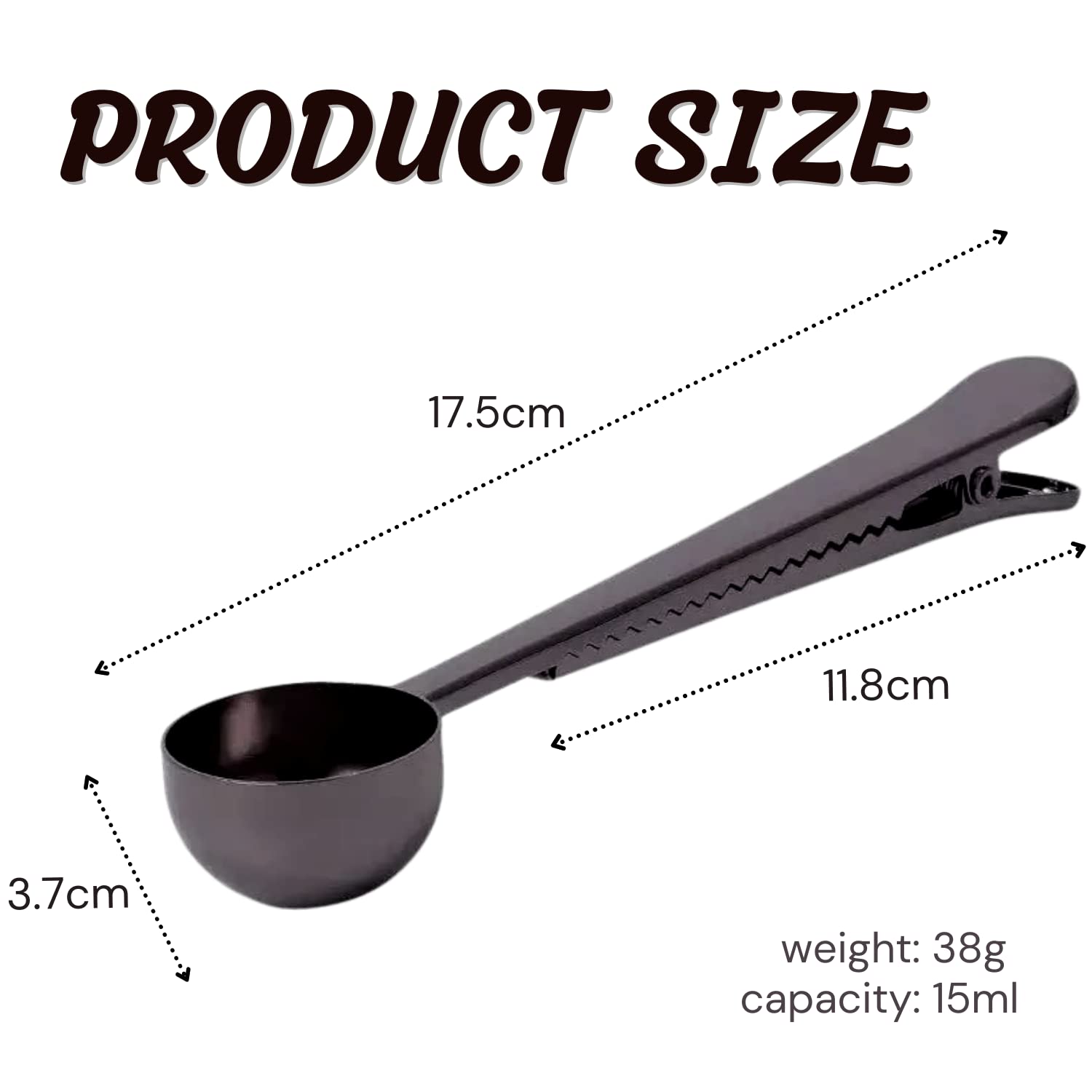 2-in-1 Stainless Steel Coffee Scoop & Bag Clip - 6.9