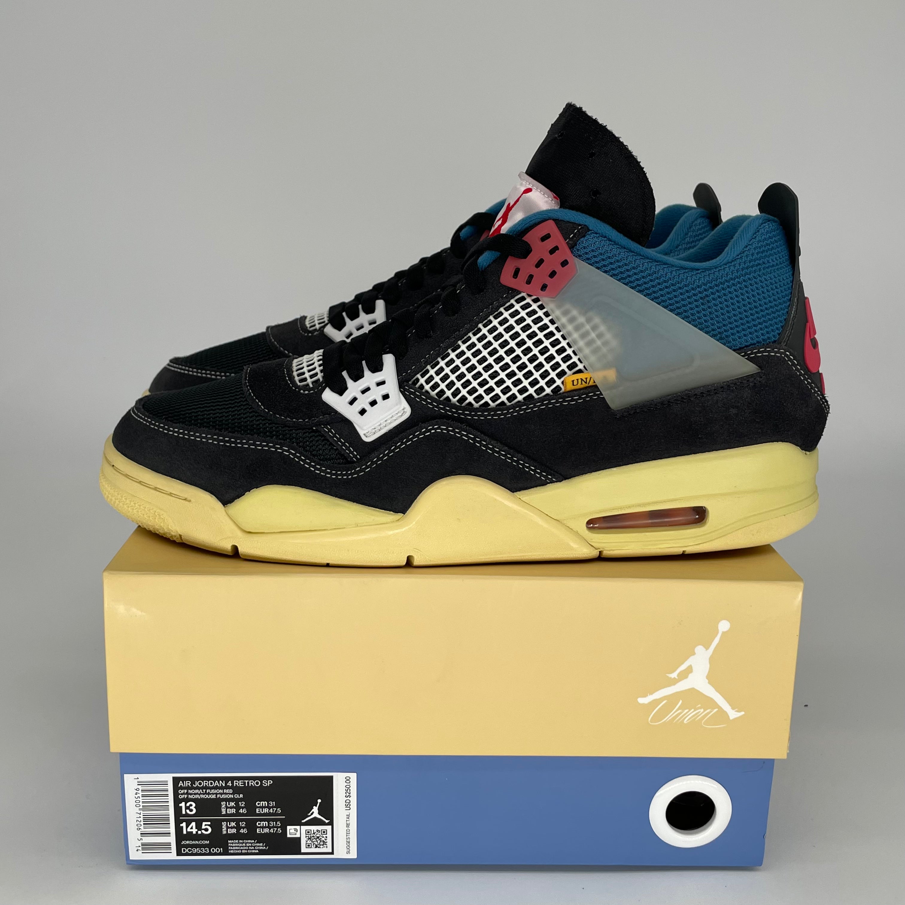 AIR JORDAN 4 UNION OFF NIOR Men's Basketball Shoes Size 13 DC9533-001 Black - Retro Sneakers for Streetwear & Casual Outfits