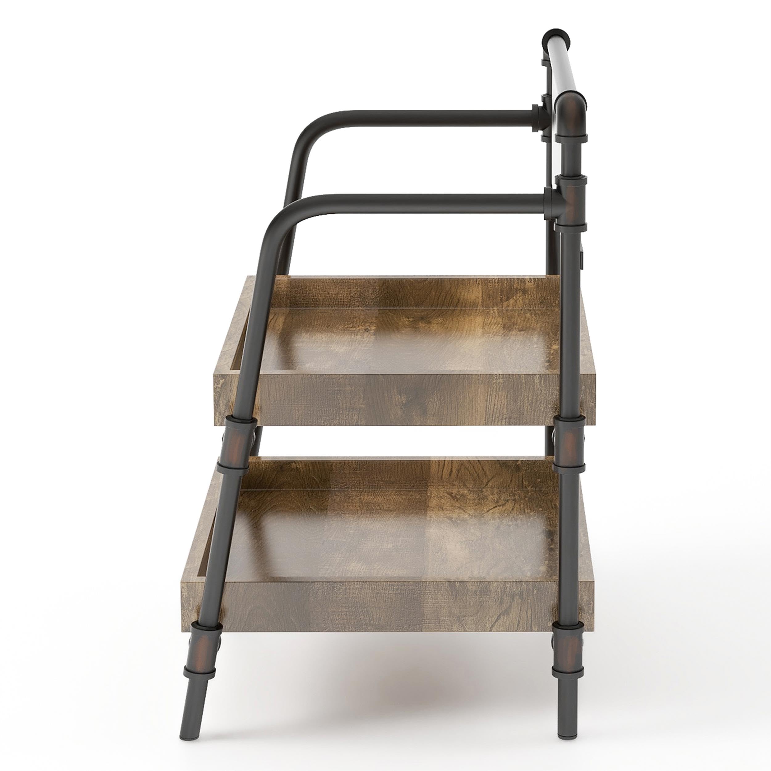 Furniture of America Kernel Industrial Metal 2-Shelf Bookcase in Sand Black - Sturdy Storage for Books, Decor & Office Supplies | Perfect for Living Room, Bedroom or Home Office Organization