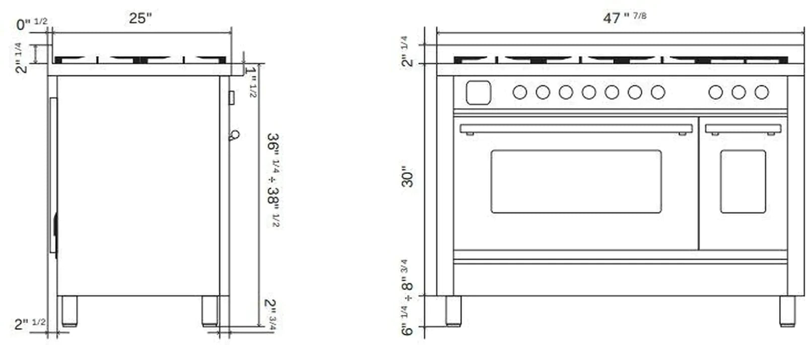 ILVE 48 Inch Professional Plus II Freestanding Dual Fuel Range with 8 Sealed Burners - UP48FWMP - Perfect for Home Chefs & Commercial Kitchens