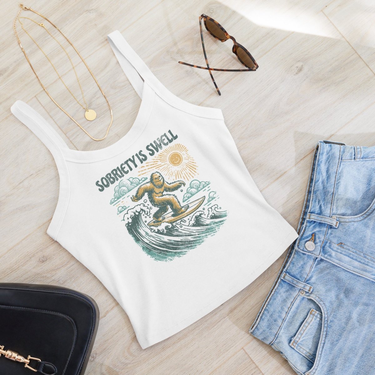 Sobriety Is Swell - Women's Fitted Ribbed Tank Top | Slim Fit Casual Wear for Summer, Gym & Layering