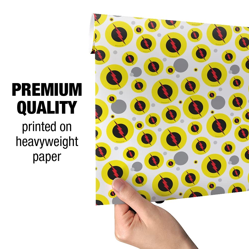 The Flash Reverse Flash Logo Gift Wrap Wrapping Paper Roll - DC Comics Superhero Themed Wrapping for Birthdays, Holidays & Special Occasions