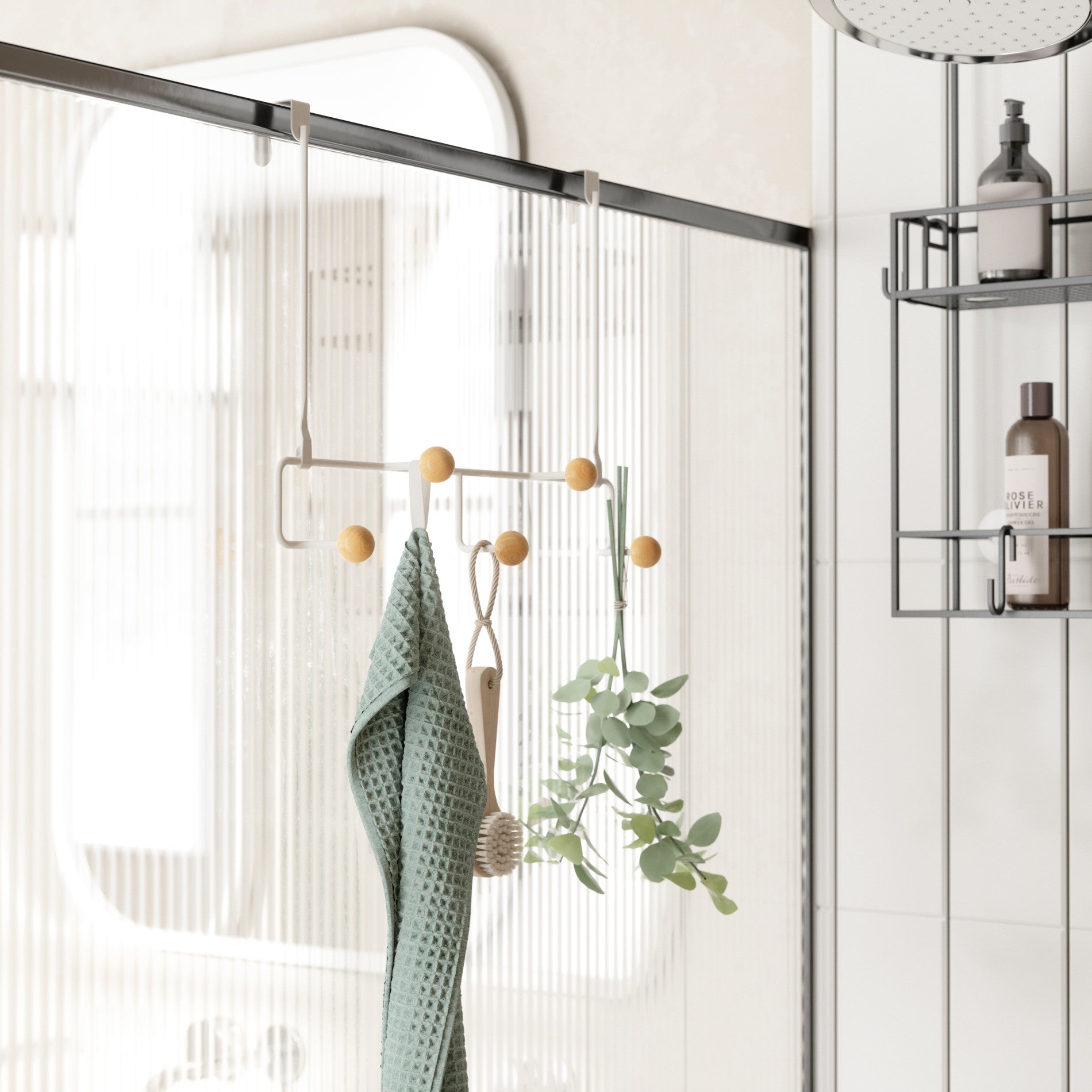 Estique 5-Pack Over The Door Hooks - Heavy Duty Hanging Organizer for Towels, Robes, Clothes & Accessories - Space Saving Solution for Bathroom, Bedroom, Closet & Dorm Room