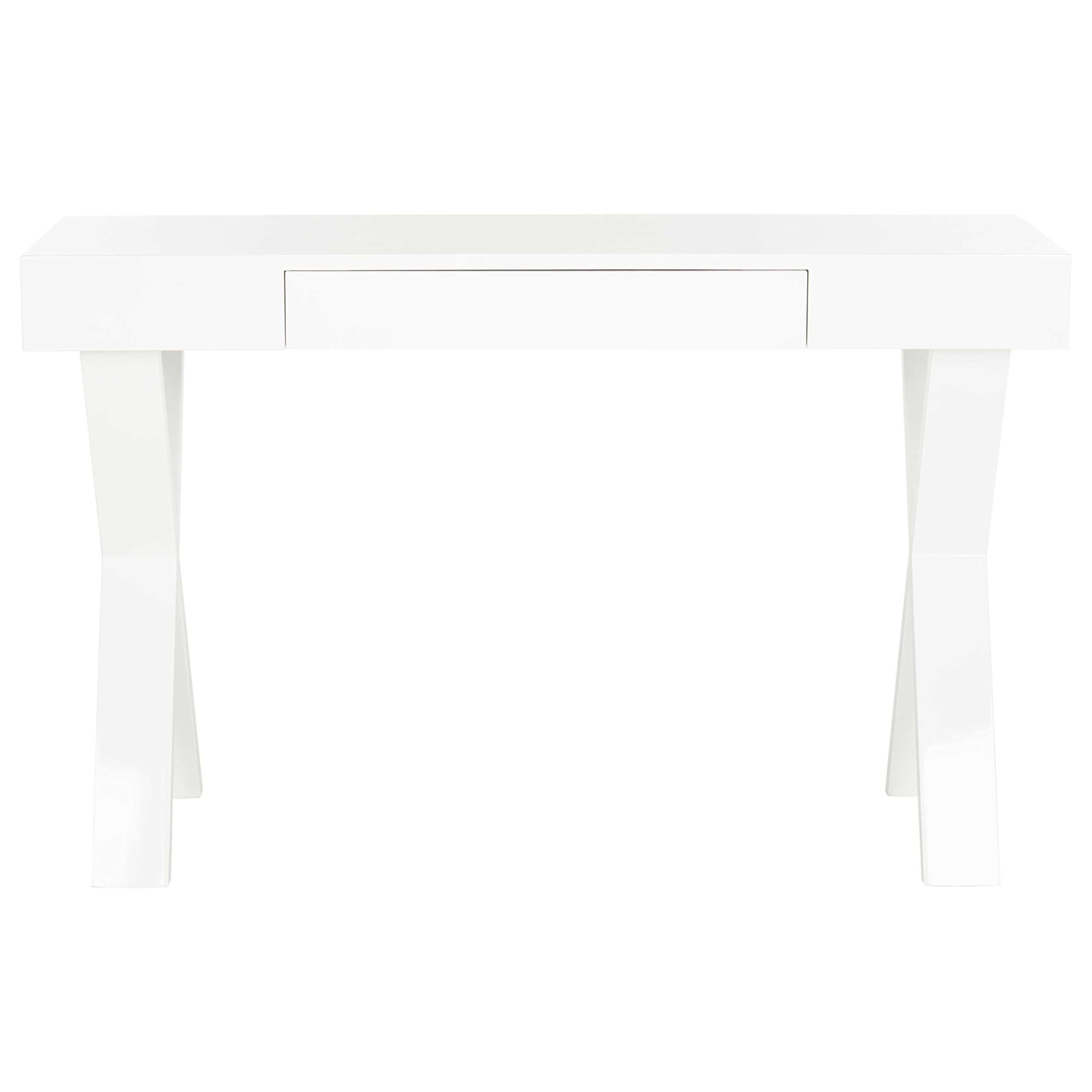 Safavieh Alessia White Lacquer Vanity Desk with 1 Drawer - Modern Dressing Table for Bedroom, Makeup & Beauty Station - Perfect for Home Office & Small Spaces