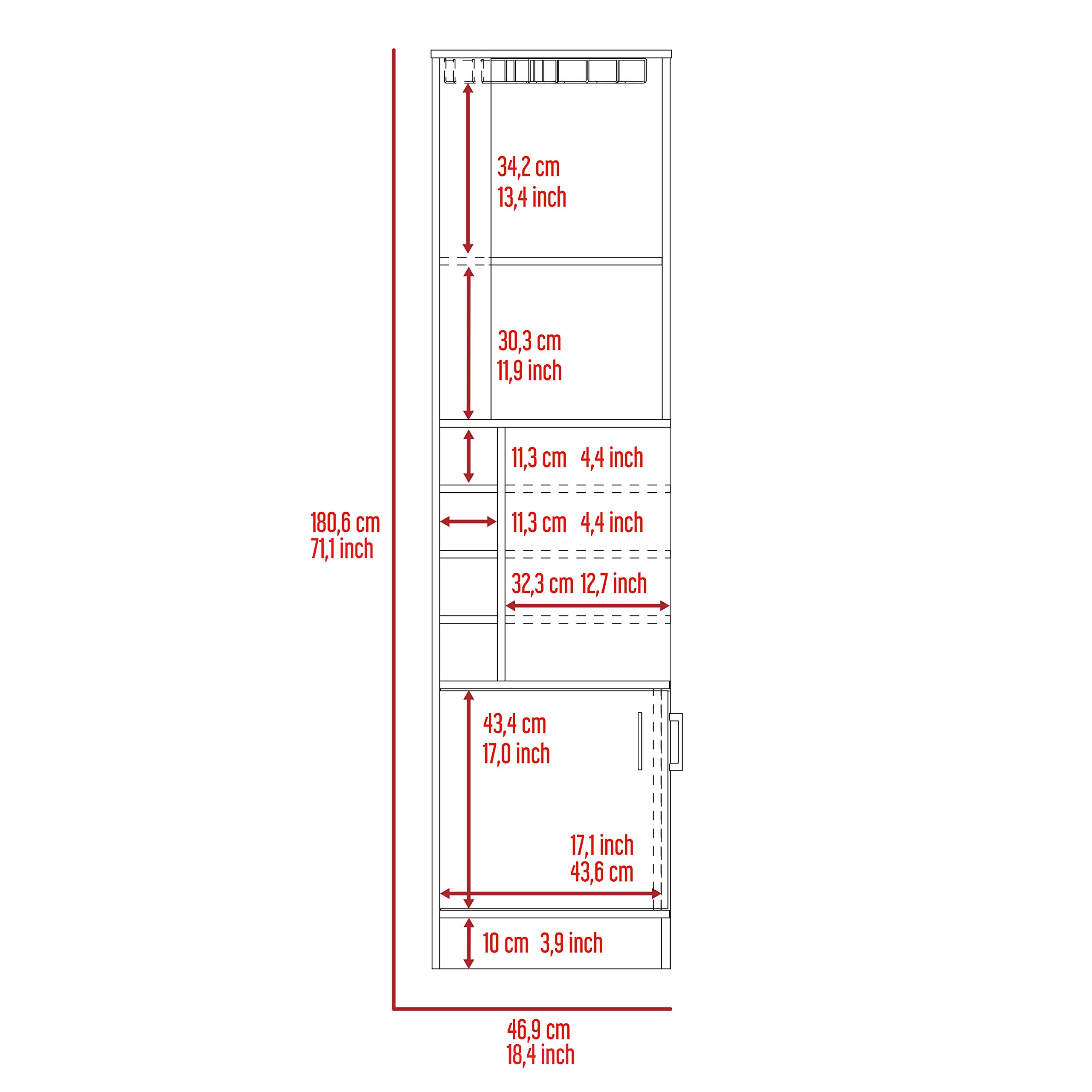 White Seattle Corner Bar Cabinet with 3 Open Shelves, Glass Rack & 8 Bottle Storage - Modern Home Bar Furniture for Living Room, Dining Room or Man Cave