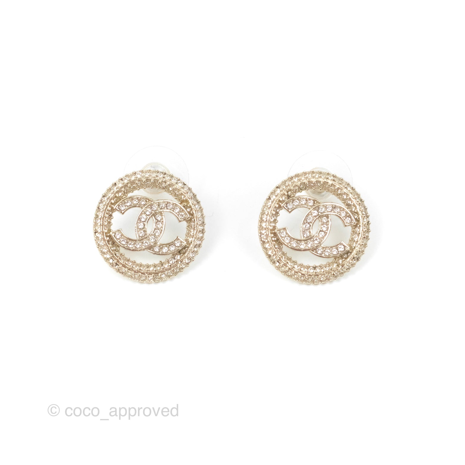 Chanel CC Crystal Round Earrings Gold Tone 20S - Luxury Fashion Jewelry for Women, Perfect for Parties, Weddings & Special Occasions