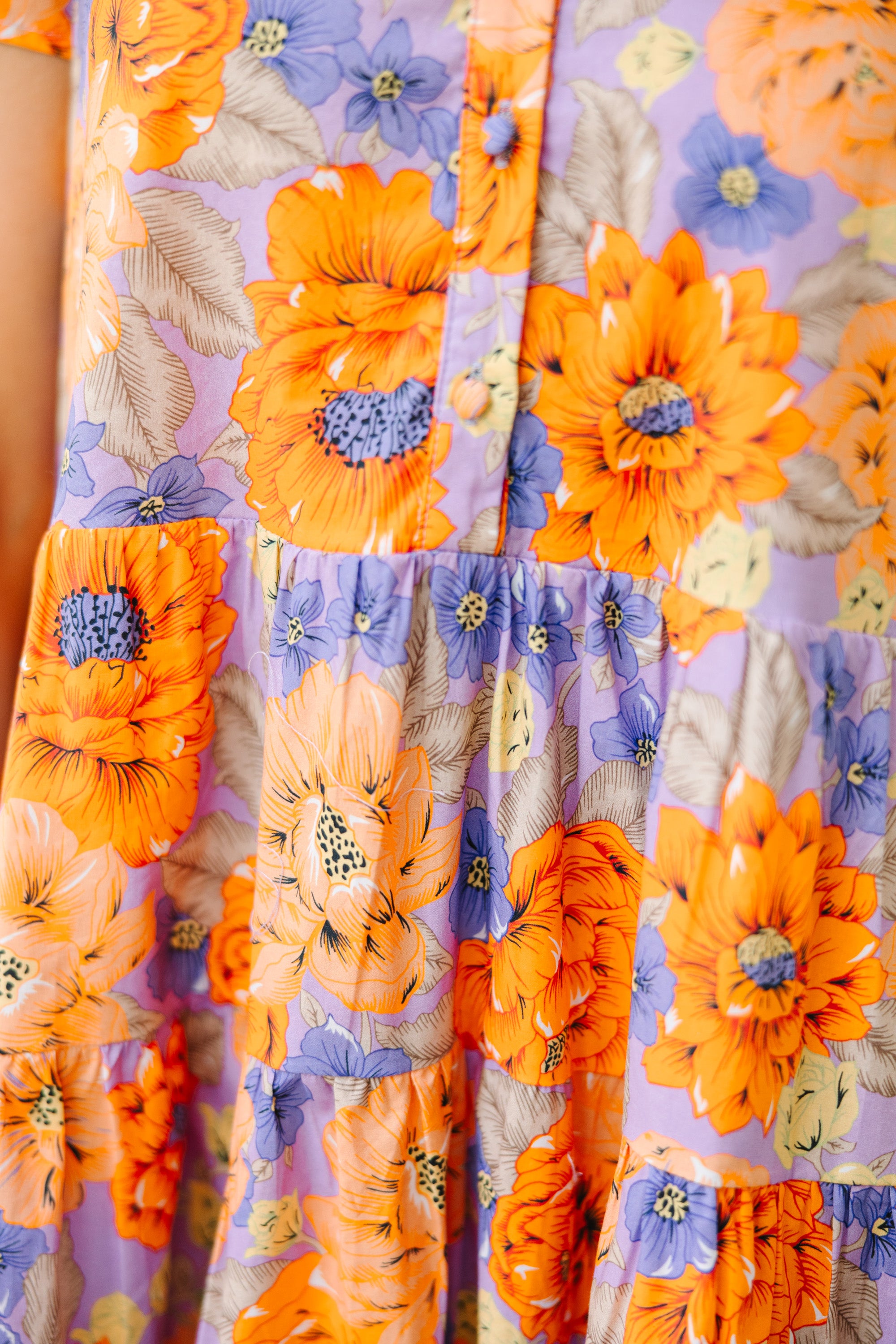 Fate: Finding Yourself Orange Floral Dress - Elegant Summer Midi Dress with V-Neck & Flowy Skirt | Perfect for Beach Vacations, Date Nights & Outdoor Weddings