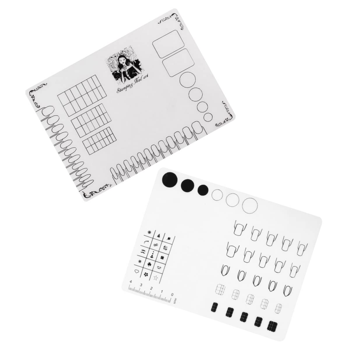 FRCOLOR Silicone Nail Art Mat Set - 2pcs Non-Slip Manicure Tools Desk Protector Mats for Nail Stamping, Polish & Design | Portable Nail Art Station for Home, Salon & Travel Use