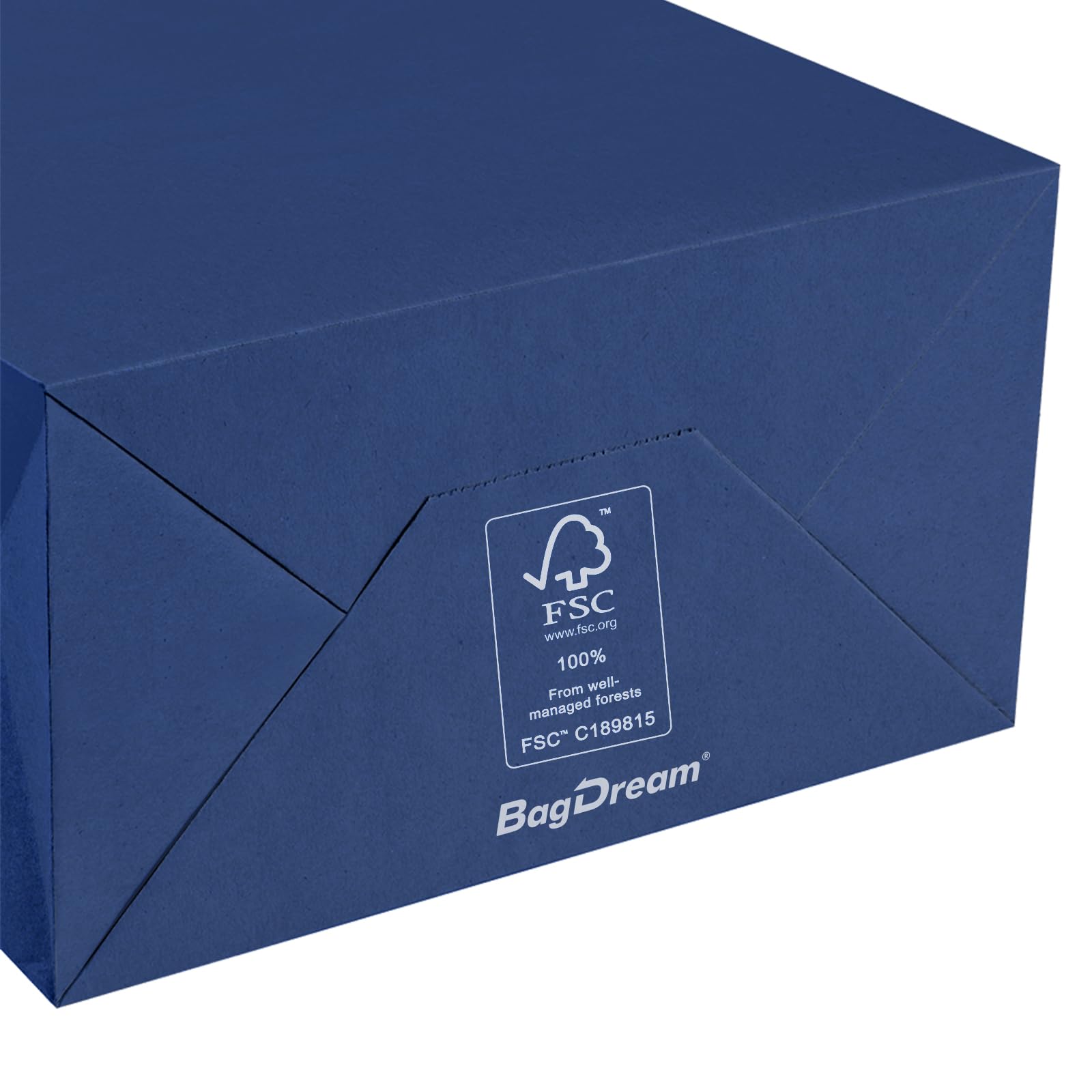100Pcs Navy Blue Kraft Paper Gift Bags with Handles 8x4.25x10.5 Inches - Bulk Party Favor Bags, Retail Shopping Bags for Weddings, Birthdays & Merchandise Packaging | Eco-Friendly & Durable