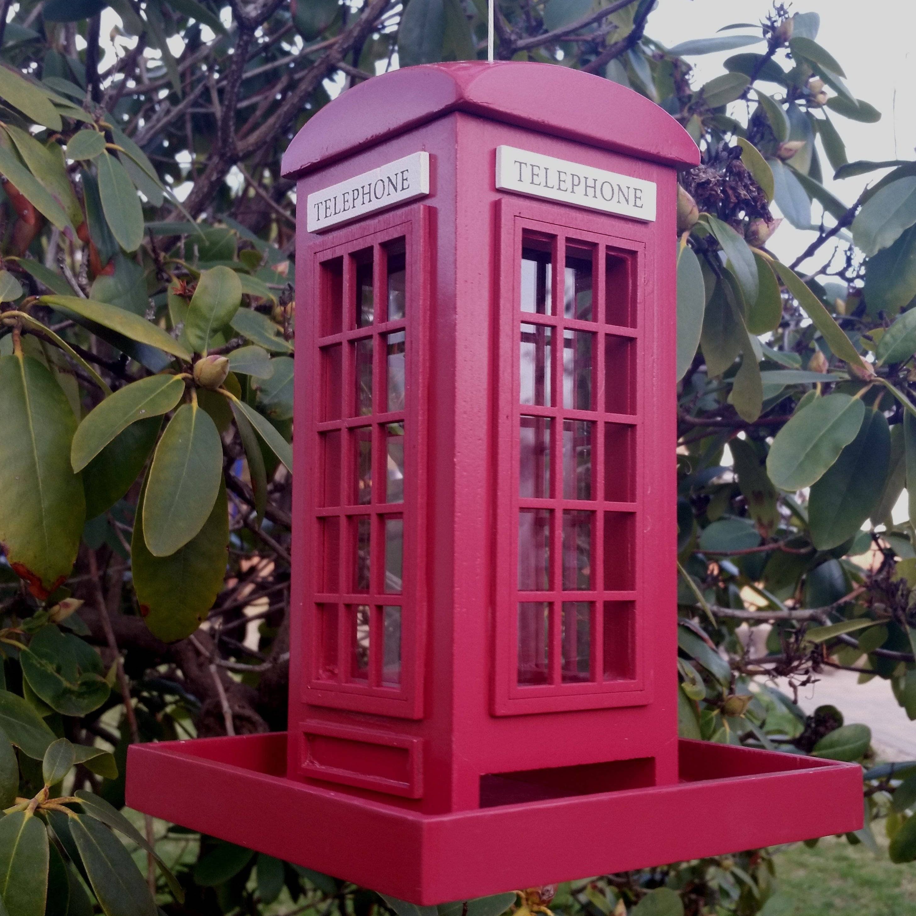 Vintage Style Telephone Booth Bird Feeder - Outdoor Garden Decor for Attracting Wild Birds - Perfect for Backyard, Patio & Bird Watching Enthusiasts
