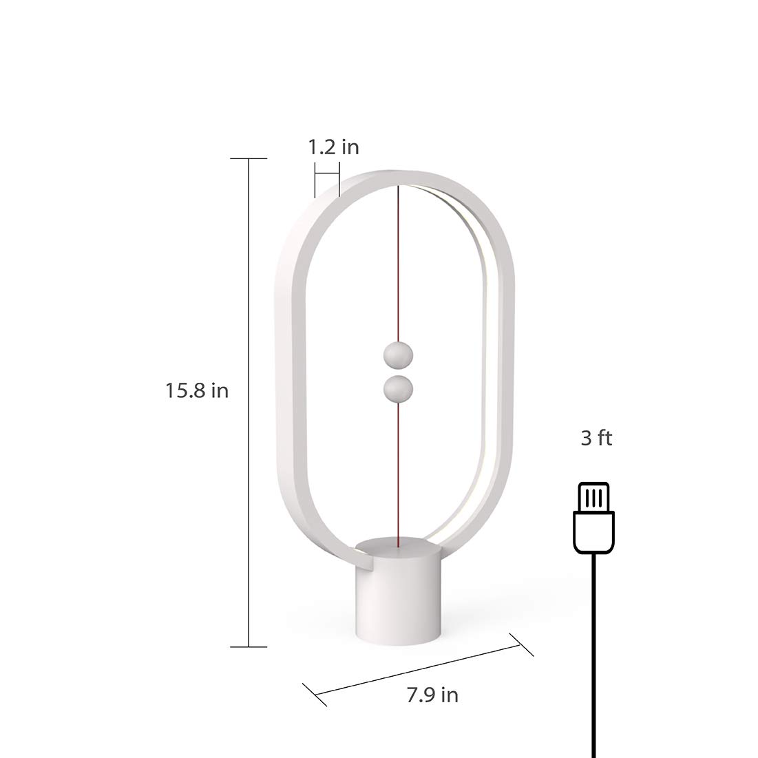 Heng Balance Lamp - Magnetic USB Powered LED Desk Light with Mid-Air Switch | Modern Eye-Care Table Lamp with Warm Soft Light for Home Office (White) | Perfect for Night Reading, Study & Bedside Lighting