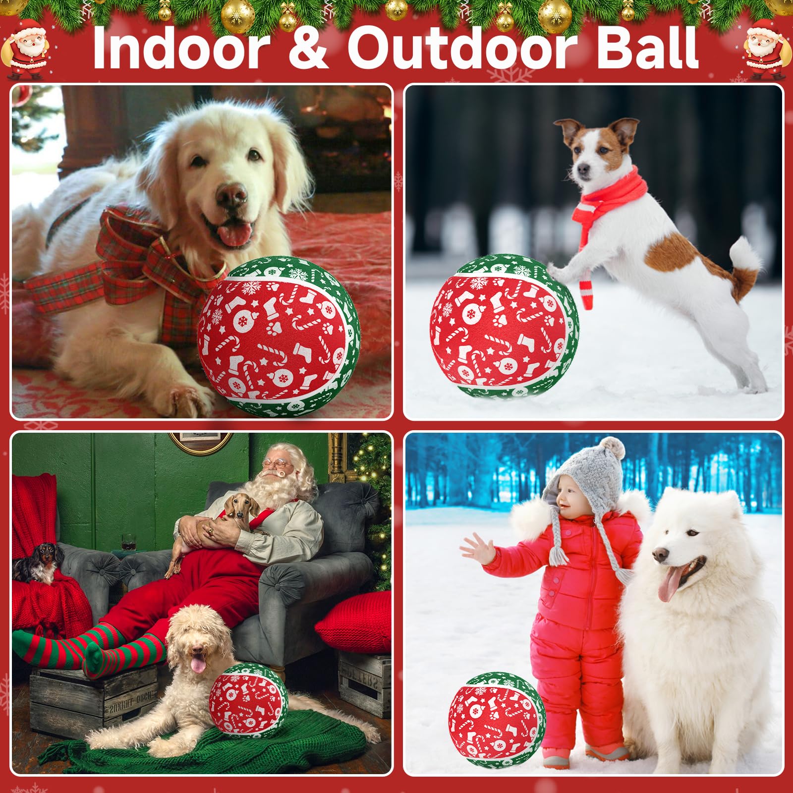 **QDAN Christmas Dog Toys - Giant 9.5 Inch Tennis Ball for Large & Medium Dogs - Durable Outdoor Play Ball for Fetch & Training - Perfect Birthday Gift for Active Dogs**    *(Ideal for backyard play, beach trips, or dog park adventures!)*