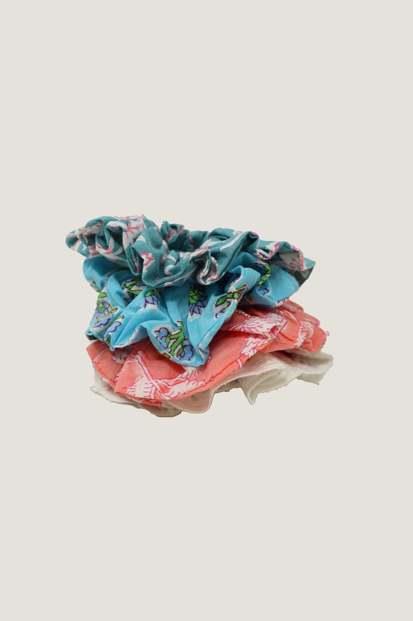 Handmade Block Print Scrunchie Hair Tie - Sunflower Buti Turquoise Design for Women & Girls | Perfect for Yoga, Workouts, and Everyday Fashion Accessories