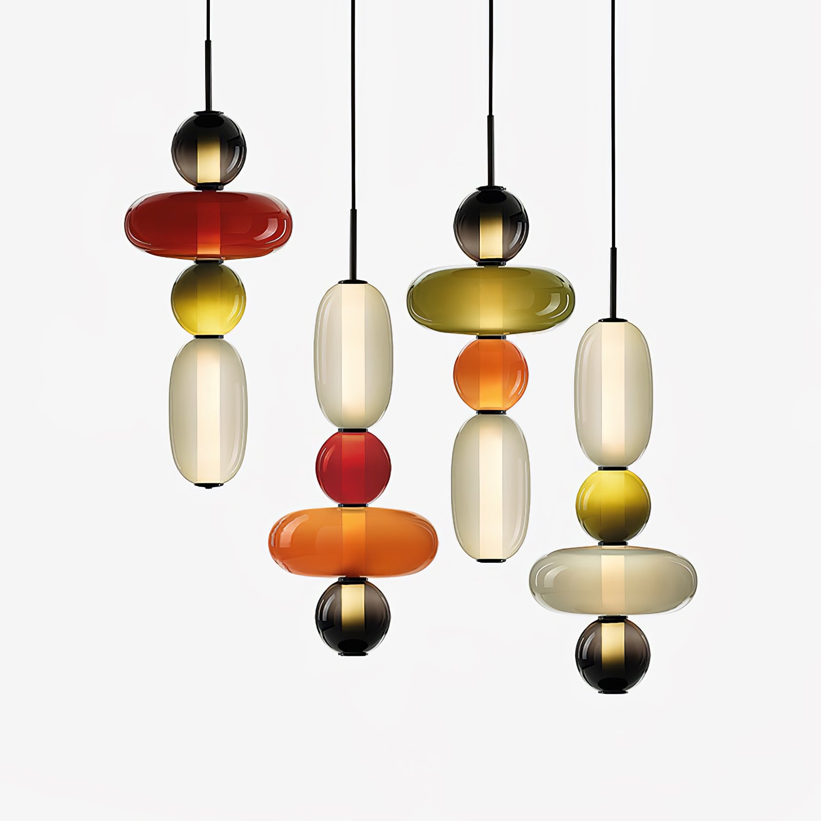 Stylish Candied Glass Pendant Light Set - Modern Hanging Fixture for Dining Room, Kitchen Island & Bedroom Decor