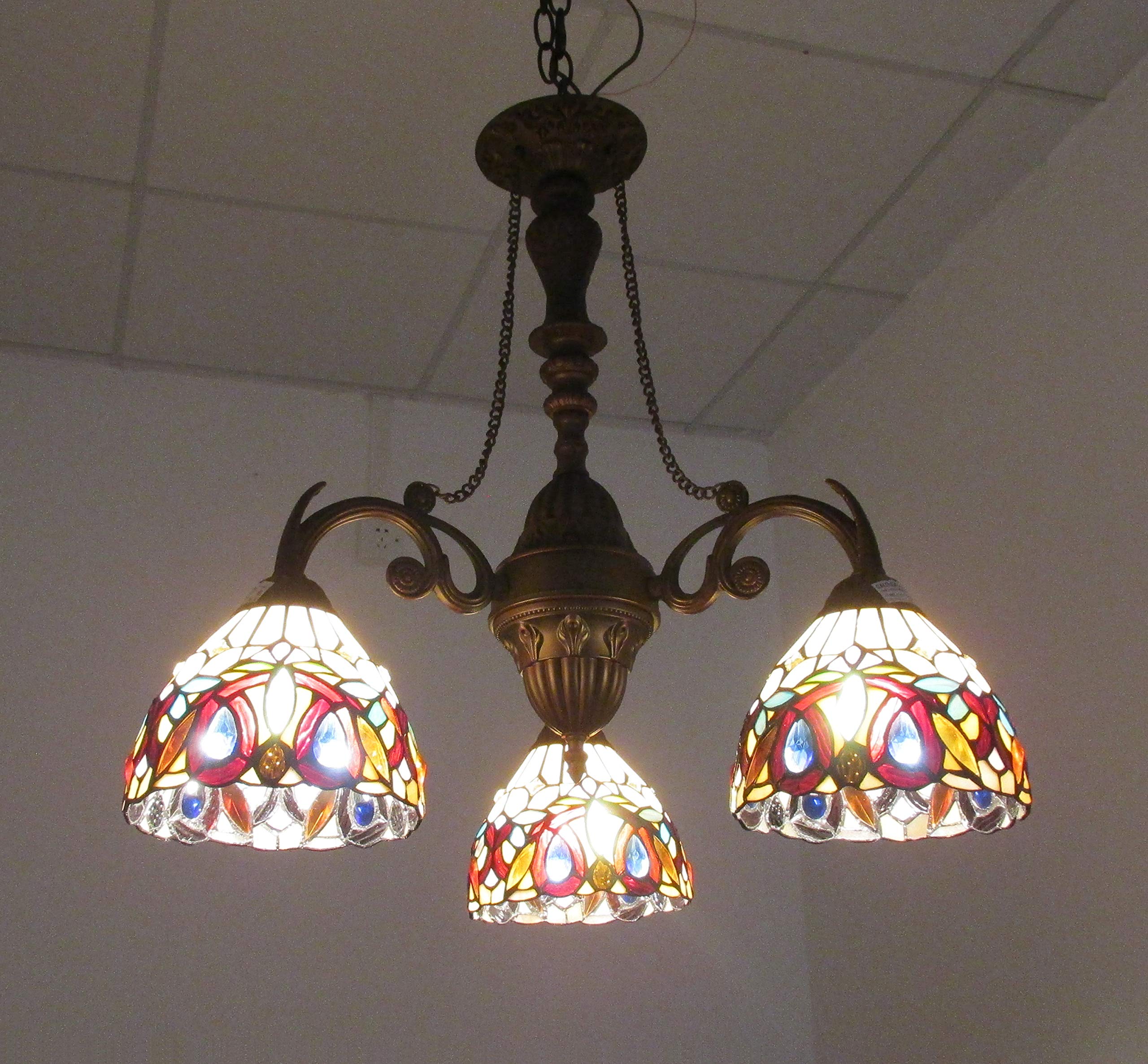 Tiffany-Style 3-Light Victorian Mini Chandelier - 20.5