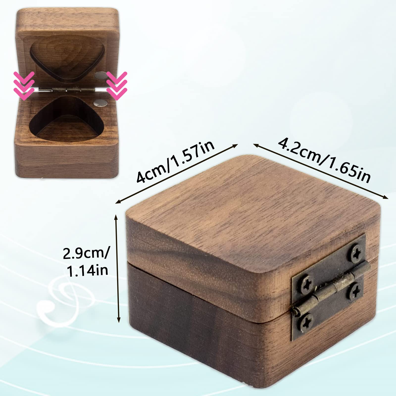 Premium Wooden Guitar Pick Case - Personalized Engraved Guitar Pick Holder for Musicians & Guitarists - Compact & Durable Storage for Guitar Picks - Perfect for Gifts, Music Lessons & Live Performances