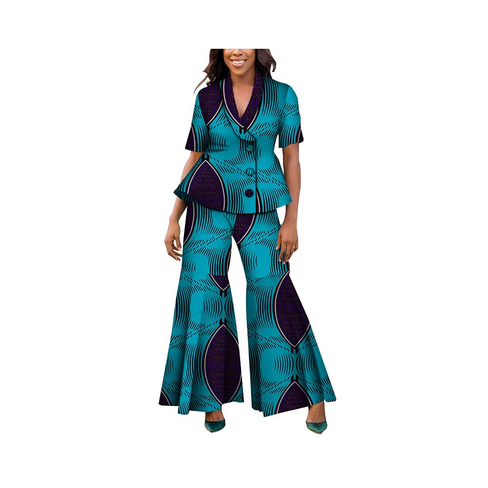 BAZINRICHE Women's African Print Ankara 2-Piece Outfit - Stylish Top & Pants Set for Casual Wear, Parties & Cultural Events