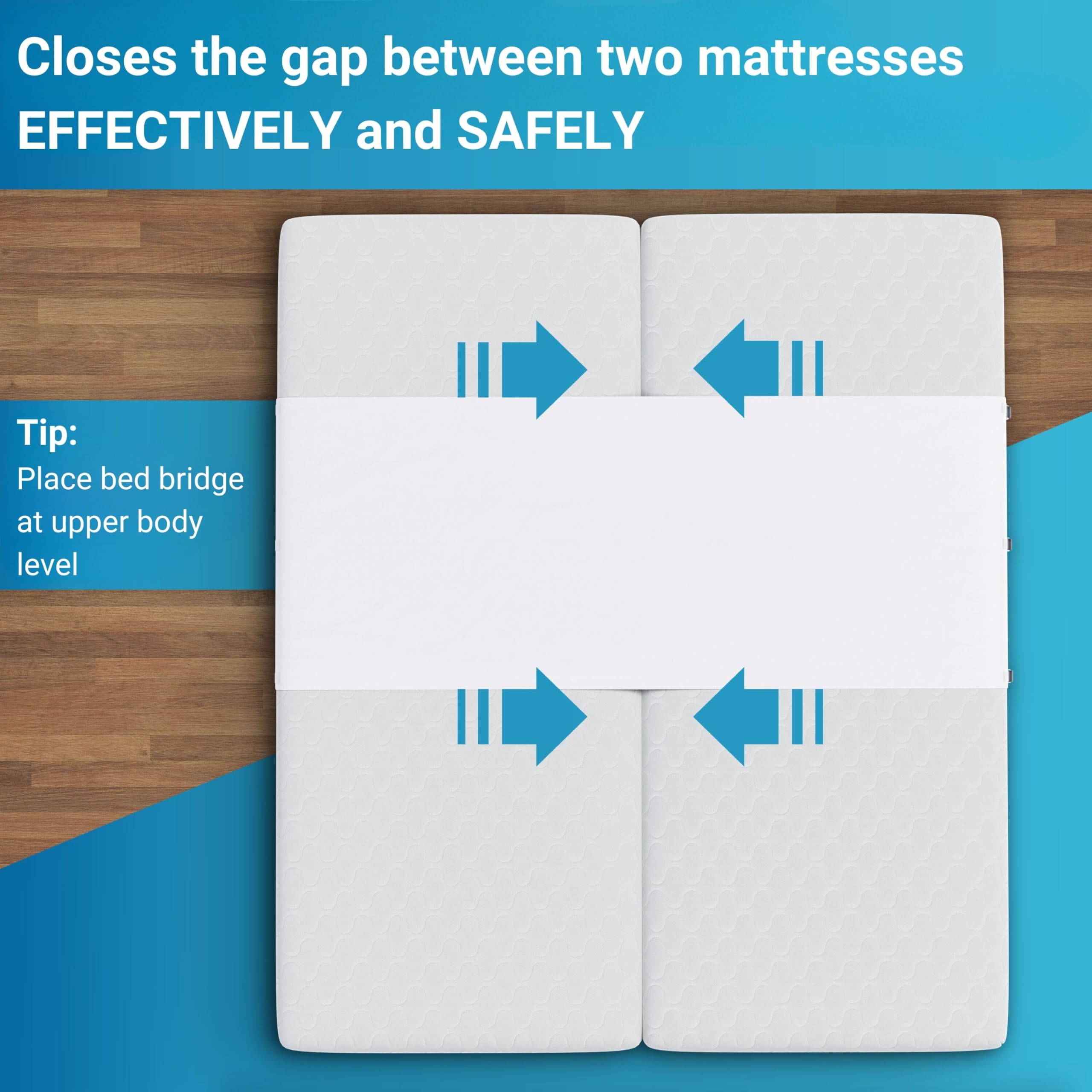 Twin to King Bed Converter | No-Slip Bed Bridge for Couples & Families | Split King Gap Filler for Adjustable Beds | Easy 5-Min Installation | White | Perfect for Guest Rooms, Master Bedrooms & RV Sleeping Solutions