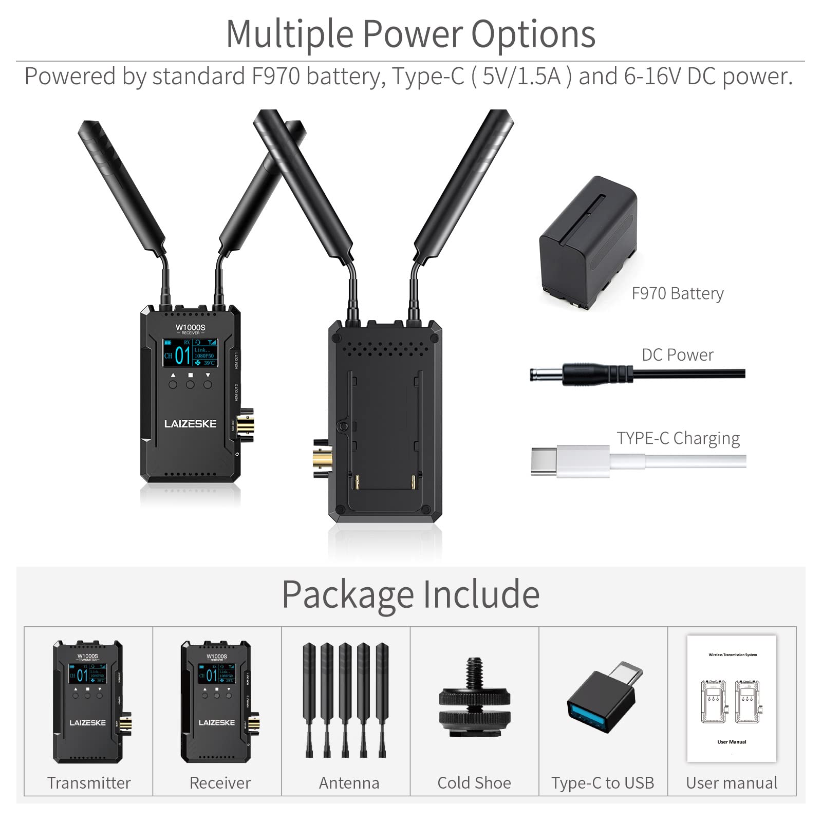 W1000S Wireless HDMI SDI Video Transmitter System - 1000FT Range, 0.08s Low Latency, Real-Time APP Monitoring for Live Streaming, Events & Film Production