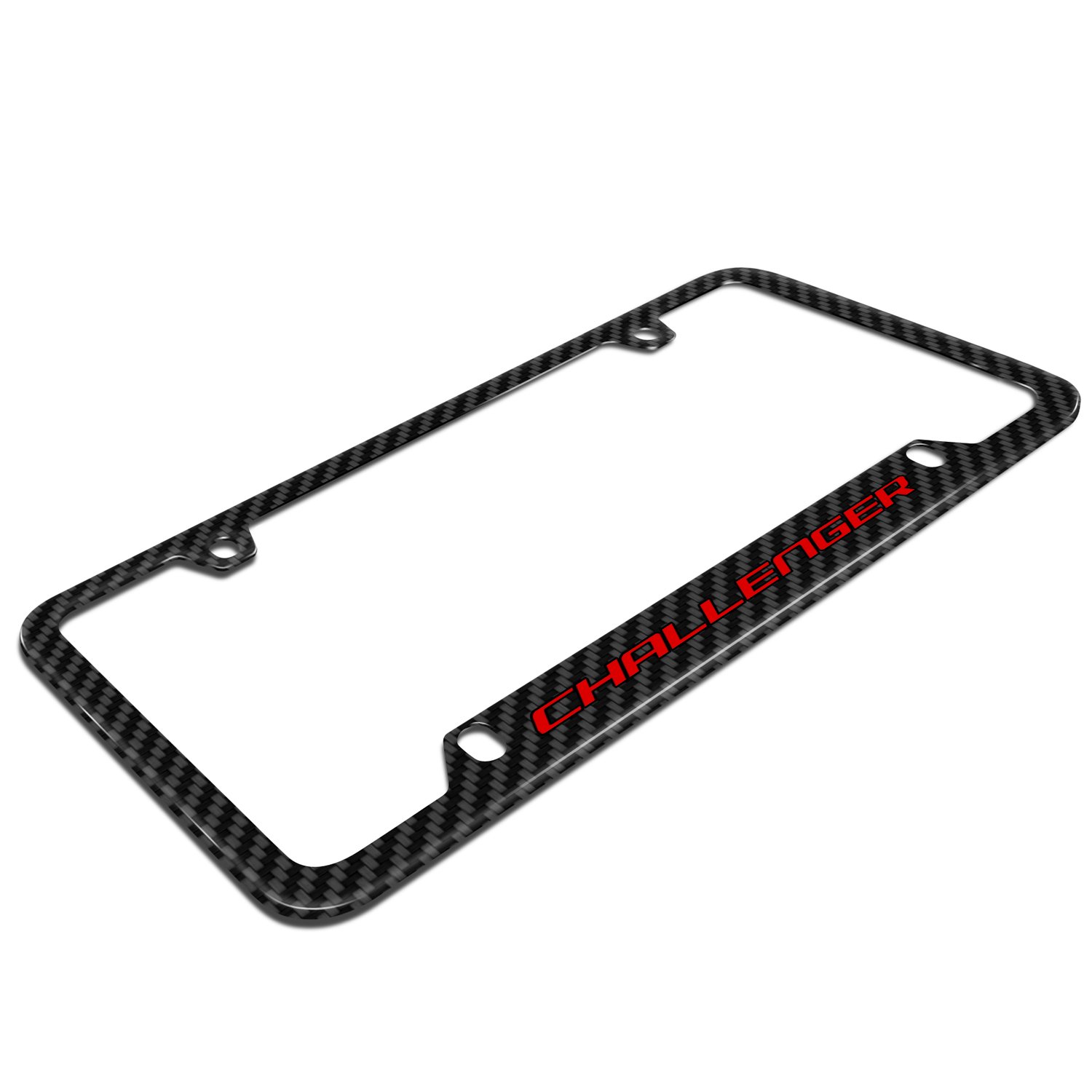 Real Carbon Fiber License Plate Frame for Dodge Challenger - Red & Black Design - Fits All 50 States - Perfect for Car Enthusiasts & Customization Lovers