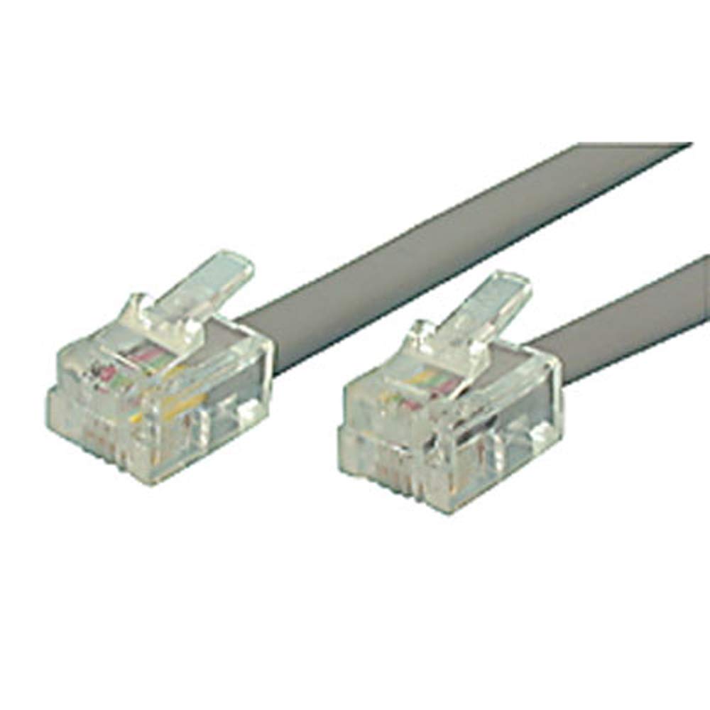 Jameco Valuepro 8101-64207 Modular Telephone Printer Sharing Cable - Reverse RJ11-6P4C Type, 7 Feet Gray (3-Pack) for Home Office, Fax Machines & Multi-Device Connectivity