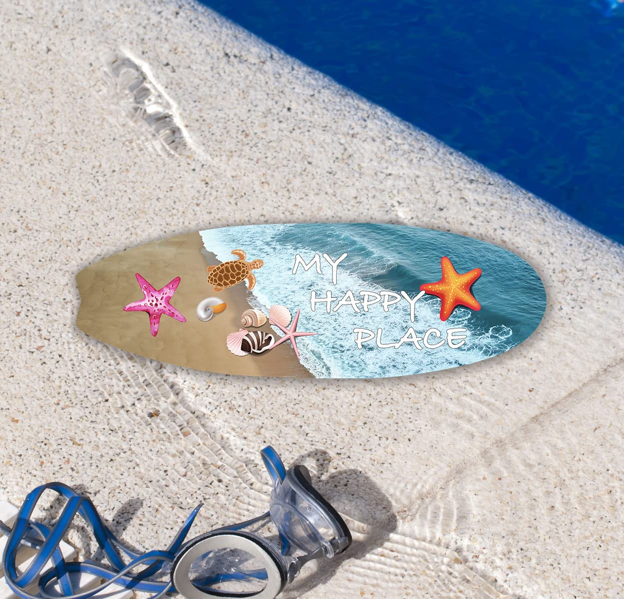 Beach Themed Wooden Wall Hanging Sign - Coastal Decor for Bathroom, Home & Door - Summer Beach Plaque with Starfish & Turtle Shells - Perfect Ocean Lover Gift (12.5x3.9 inches) - Ideal for Beach House Decor, Coastal Themed Bathrooms & Summer Home Accents