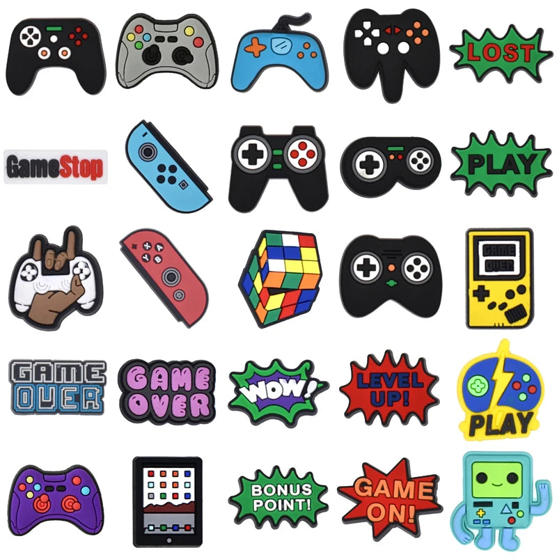 Gaming Shoe Charms for Crocs - Game Controller Badges for Women & Kids - Shoe Pins & Decorative Buckles for Sandals, Jeans & Shoes - Perfect Christmas Gift & Fashion Accessories (Great for Cosplay, Gamer Parties & Everyday Style)