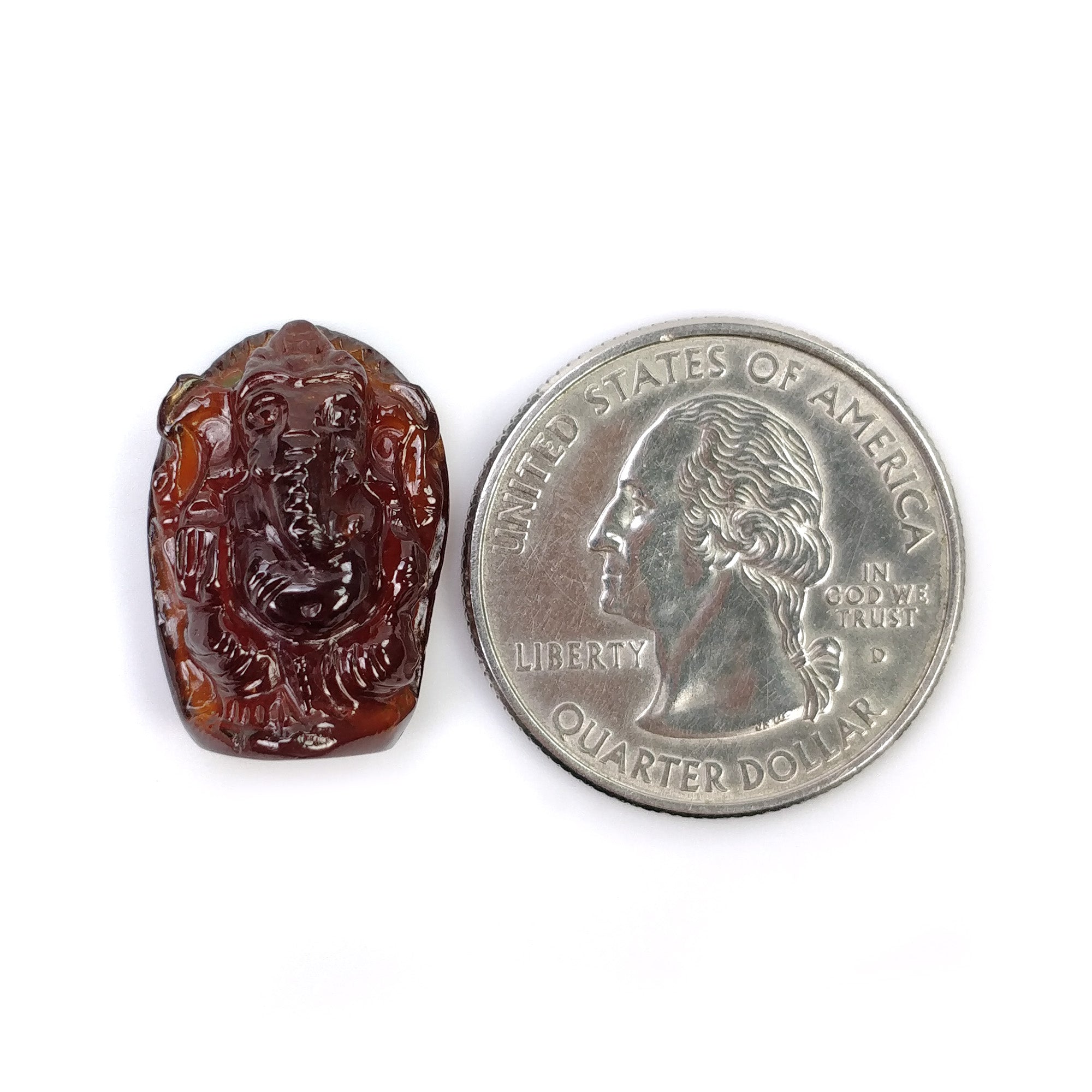 Natural Hessonite Garnet Gemstone Carving - 21.75ct Untreated Hand Carved Lord Ganesha Statue (20x14mm) | Spiritual Gift, Meditation Aid & Home Decor | Includes Authenticity Video