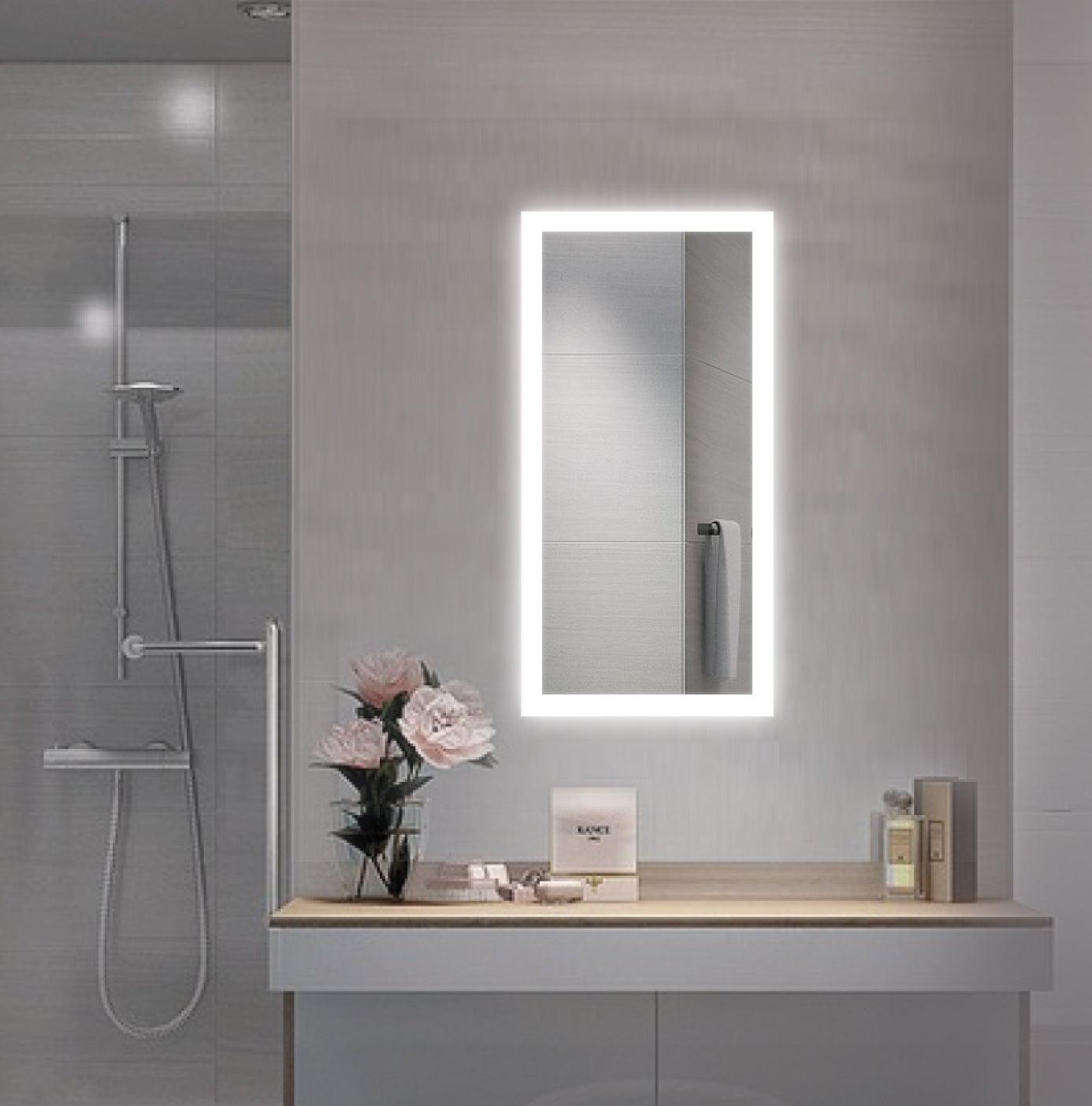 Krugg Bijou 15x30 Inch LED Bathroom Mirror with Adjustable Dimmer & Anti-Fog Function - Perfect for Modern Vanity, Spa-Like Bathroom & Makeup Application