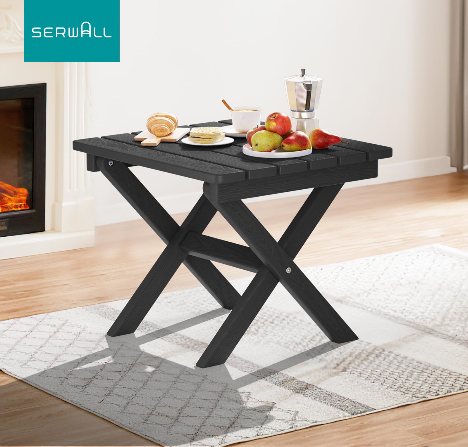 SERWALL Folding HDPE Outdoor Side Table - Portable for Camping & Patio