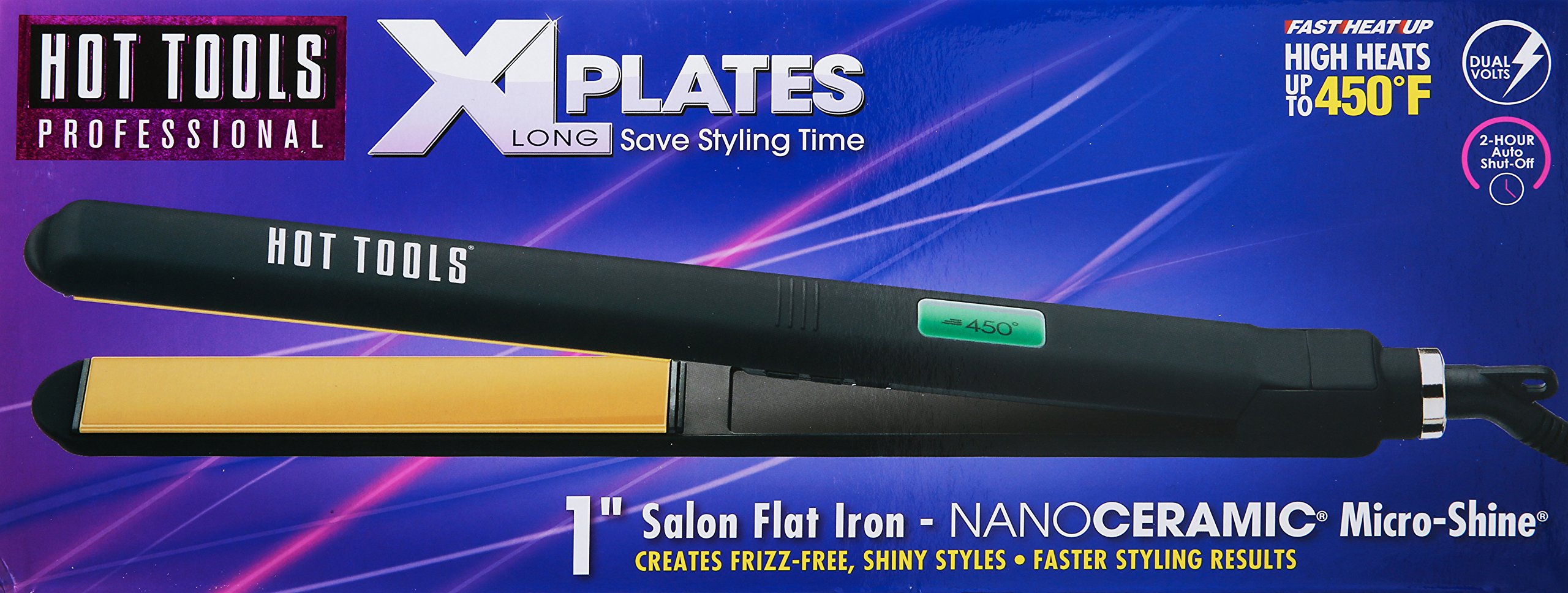 Best HOT TOOLS 1 Inch Flat Iron with Extra Long Plates - Professional Hair Straightener for Smooth, Shiny Styles at Home & Salon Use