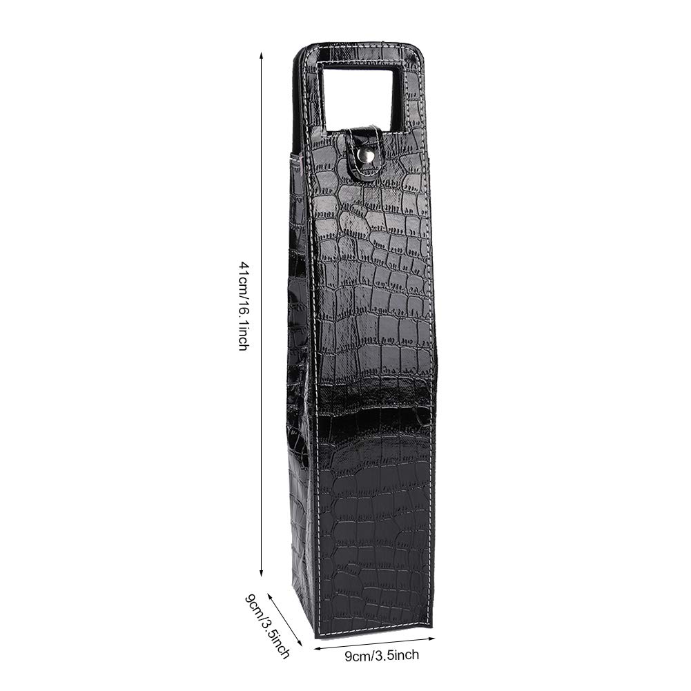 Premium PU Leather Insulated Wine Tote Bag - Reusable Single Bottle Carrier for Champagne, Beer & Wine Gifts (Black) | Perfect for Picnics, Parties & Travel