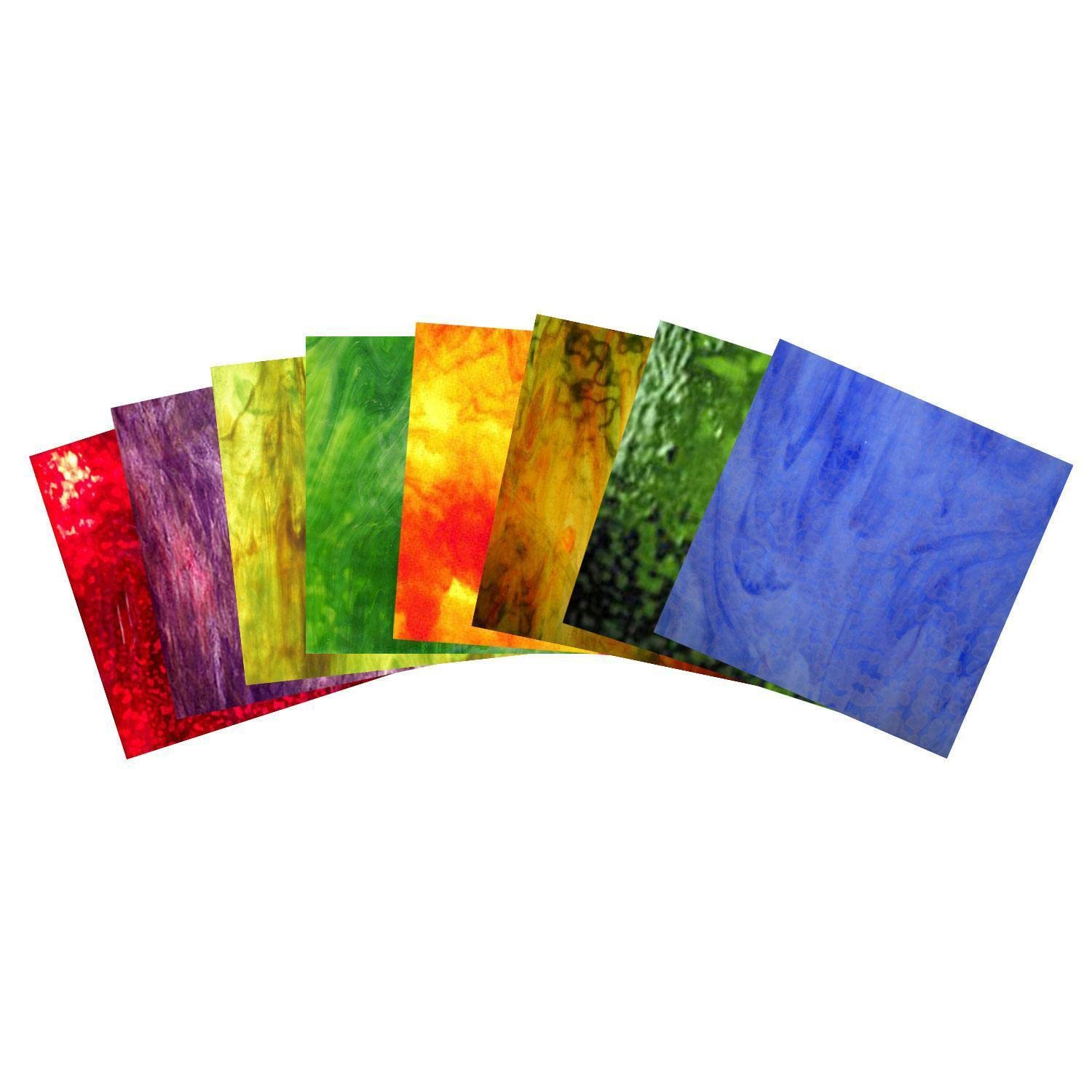 Delphi Glass English Gardens Stained Glass Pack - Youghiogheny Stipple Glass Assortment, 8 Pieces 6