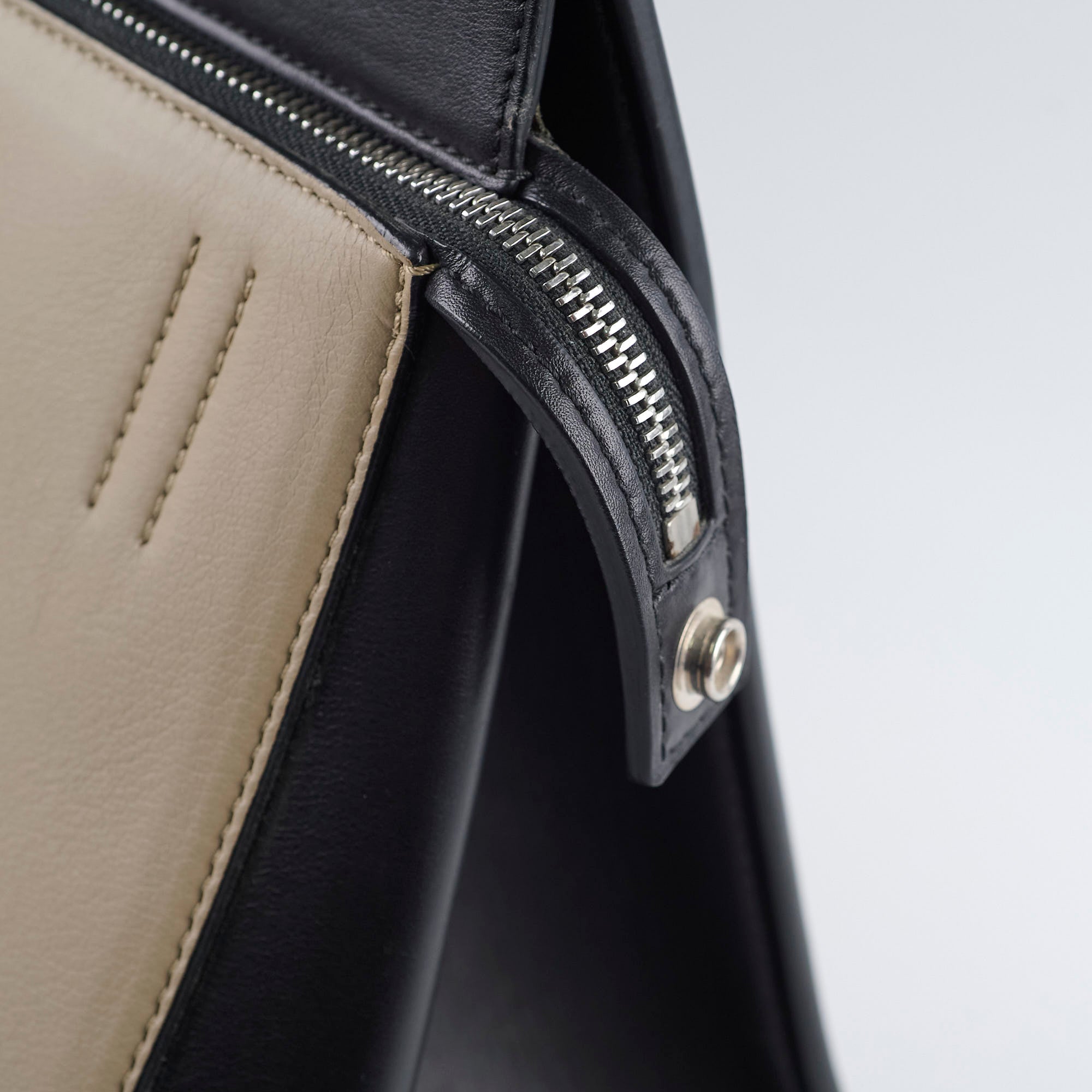 Celine Edge Medium Shoulder Bag in Beige & Black - Luxury Leather Handbag for Women | Perfect for Work, Travel & Everyday Use