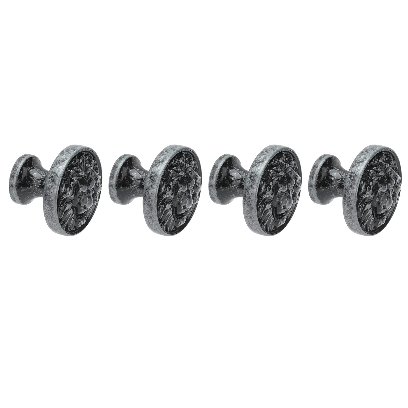 Vintage Lion Head Cabinet Handles - Solid Antique Bronze Drawer Pulls for Wardrobe & Furniture (Ancient Silver Finish) - Perfect for Vintage Style Home Decor, Kids Room Furniture & DIY Cabinet Makeover
