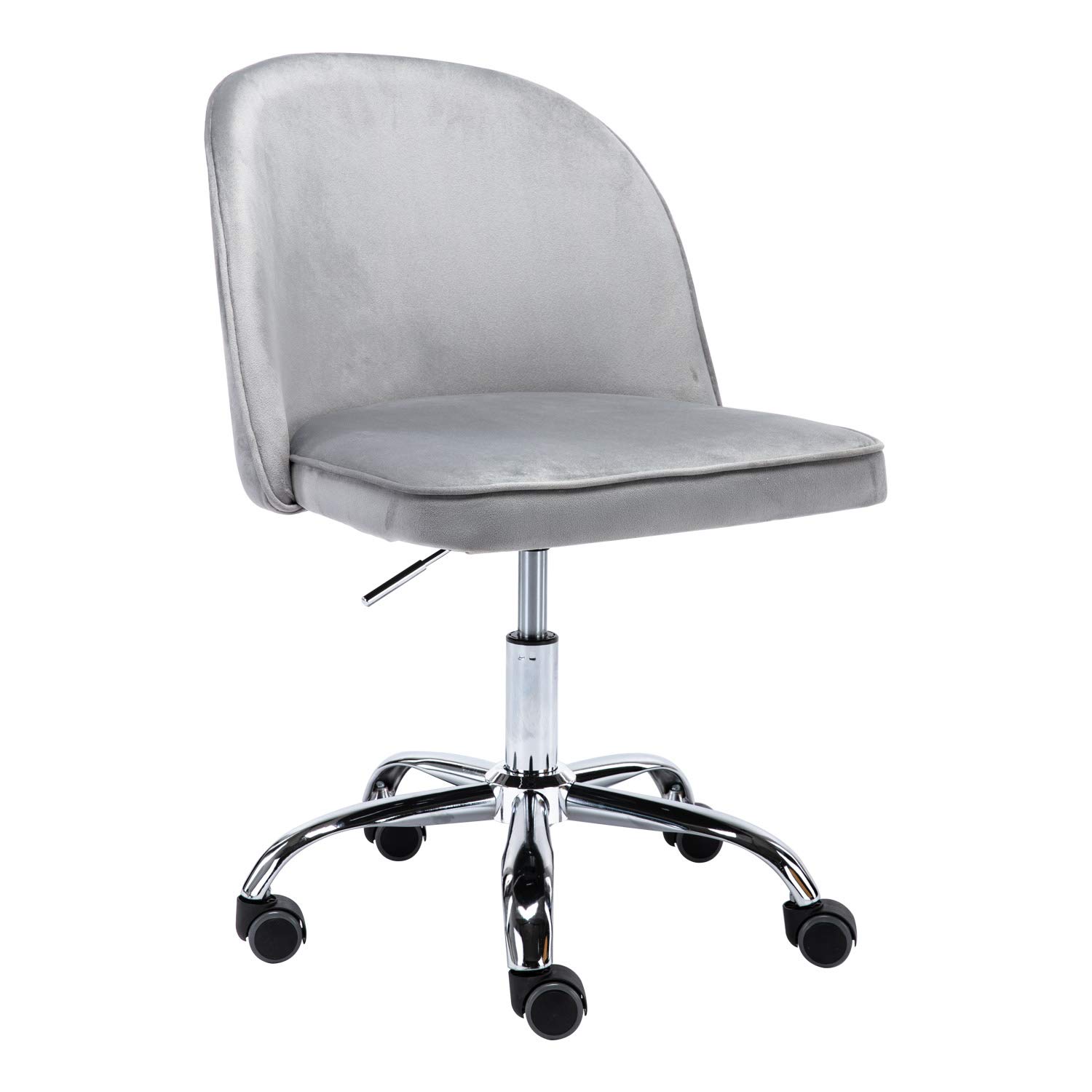 DM Furniture Swivel Task Chair - Adjustable Height Armless Office Computer Desk Chair with Soft Fabric Padded Seat for Small Home Office (Silver Grey) - Perfect for Remote Work, Study & Gaming