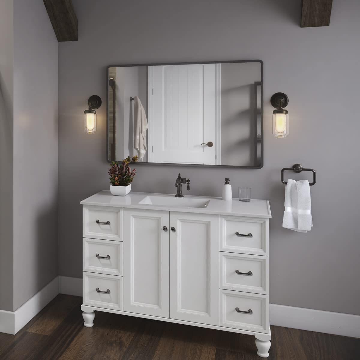 Kohler 72584-BZL Artifacts Bathroom Vanity Light Fixture - Oil Rubbed Bronze Wall Sconce with Downlight - UL Listed for Bathroom, Powder Room & Dressing Area Lighting