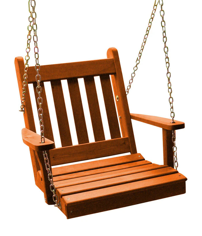 Regallion 2' Traditional Wooden Porch Swing Chair - Outdoor Hanging Swing for Garden, Patio, Deck - Perfect for Relaxing & Lounging