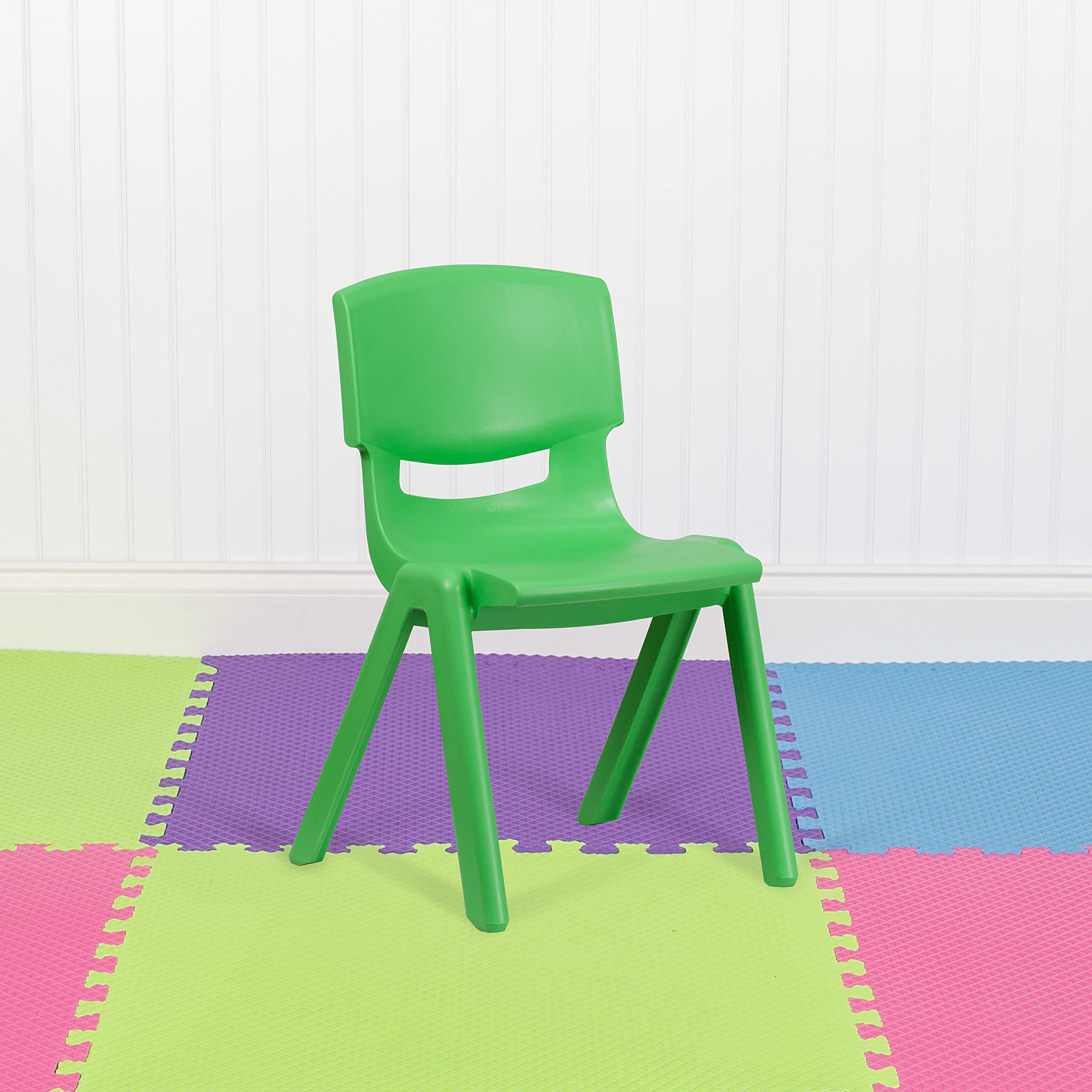 Flash Furniture Whitney 5-Pack Green Plastic Stacking School Chairs - 15.5