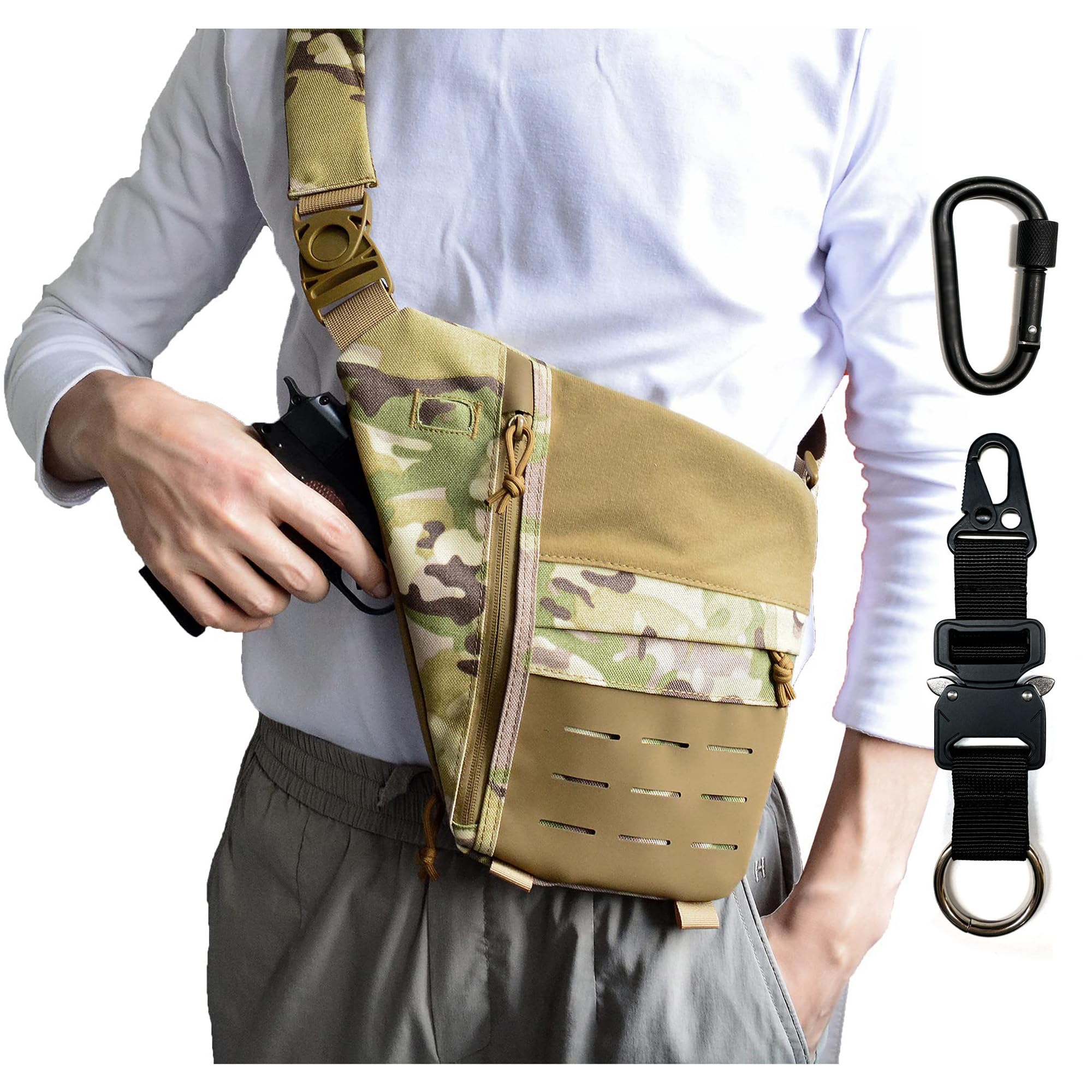 ONE WVW Tactical Crossbody Sling Bag for Men & Women - Concealed Carry Gun Bag, CCW Shoulder Chest Pack with Multiple Pockets - Perfect for Outdoor Activities, Travel, and Everyday Use