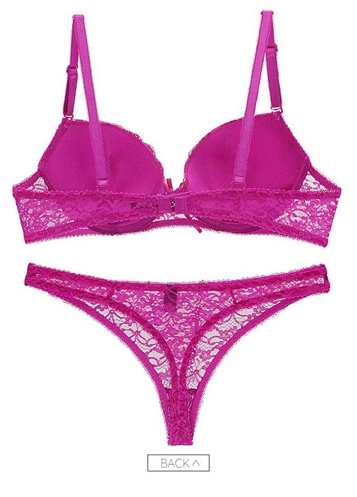 Sexy Push Up Lace Bra and Bikini Panties Set for Women - Comfortable Lingerie Underwear with Floral Design | Perfect for Valentine's Day, Honeymoon & Romantic Nights