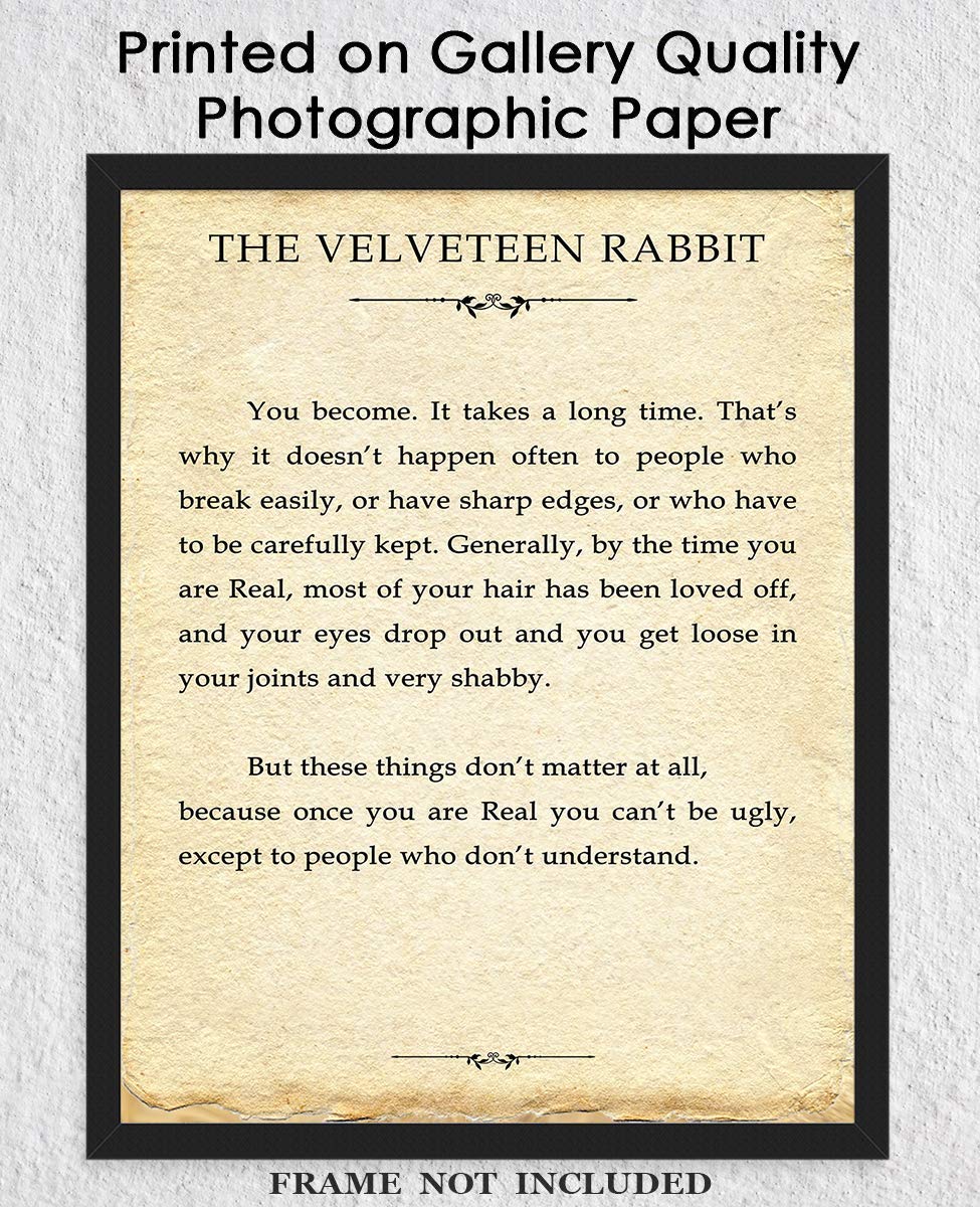 Inspirational 'You Become' Velveteen Rabbit Wall Art - 11x14 Motivational Poster for Kids, Office & Home Decor - Positive Affirmations for Men & Women | Perfect for Nursery, Classroom & Workspace Motivation