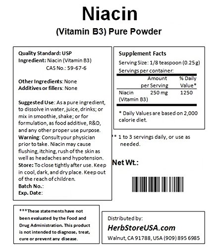 Pure Niacin (Vitamin B3) Powder 1000g (2.2 lb) - High Potency Supplement for Energy, Skin & Heart Health - Perfect for Smoothies, Baking & DIY Skincare
