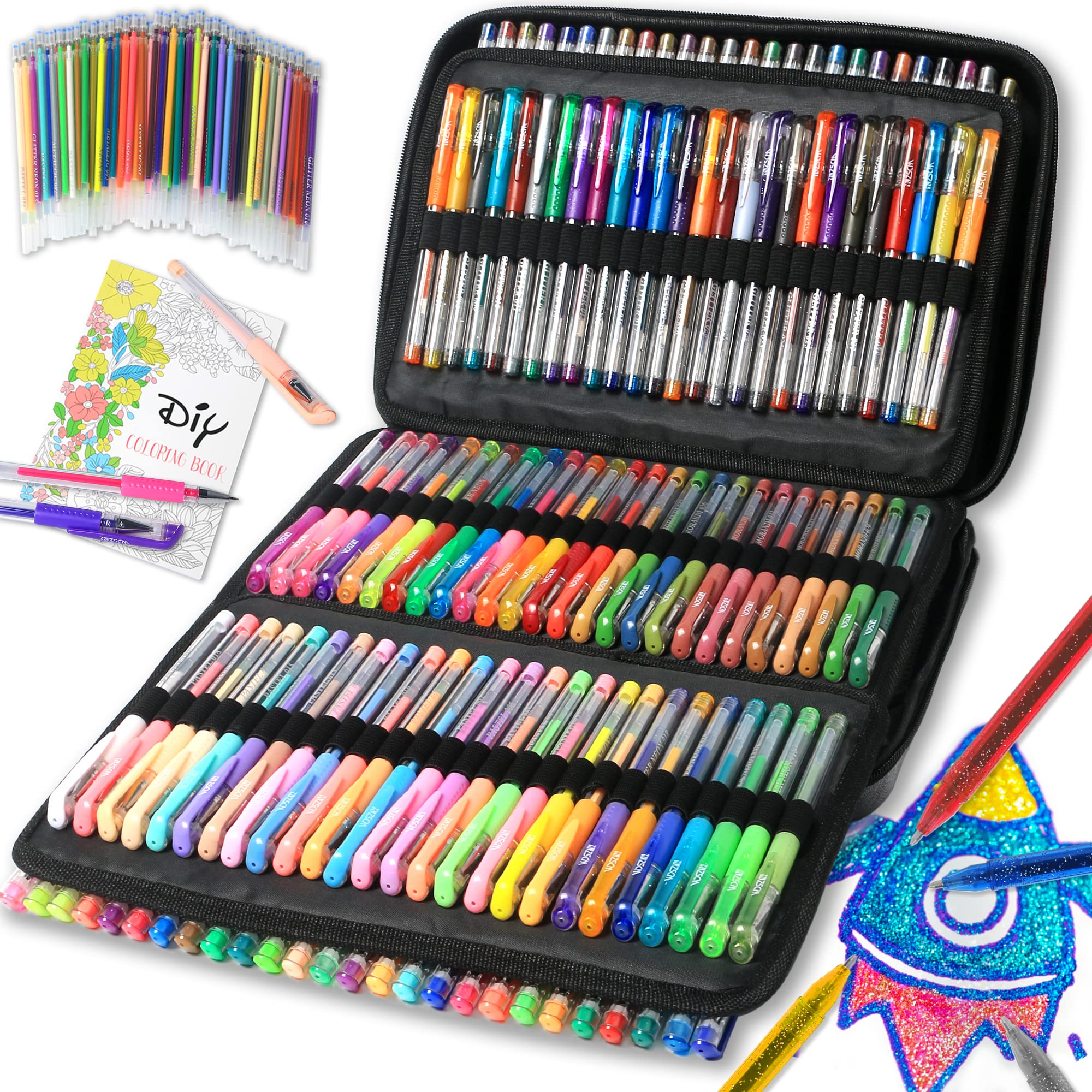 320 Pack Gel Pens for Adult Coloring Books - 160 Vibrant Colors Artist Pens Set with 156 Standard Pens, 4 Metallic Sparkle Pens & 160 Refills - Fine Tip Glitter Gel Pens for Drawing, Doodling, Journaling - Perfect for Art Therapy, Bullet Journal Supplies & Creative Gift Ideas