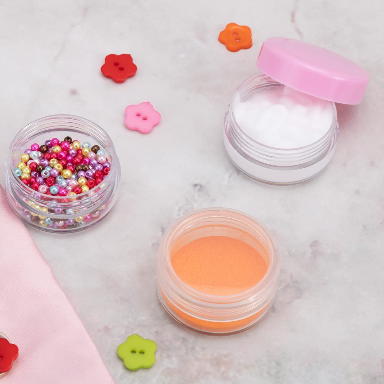 ZEJIA 10 Gram Refillable Empty Sample Jars with Lids - 40 Count Small Plastic Cosmetic Containers for Makeup, Skincare, Travel & DIY (Pink) - Perfect for Samples, Creams, Salves & Beauty Products