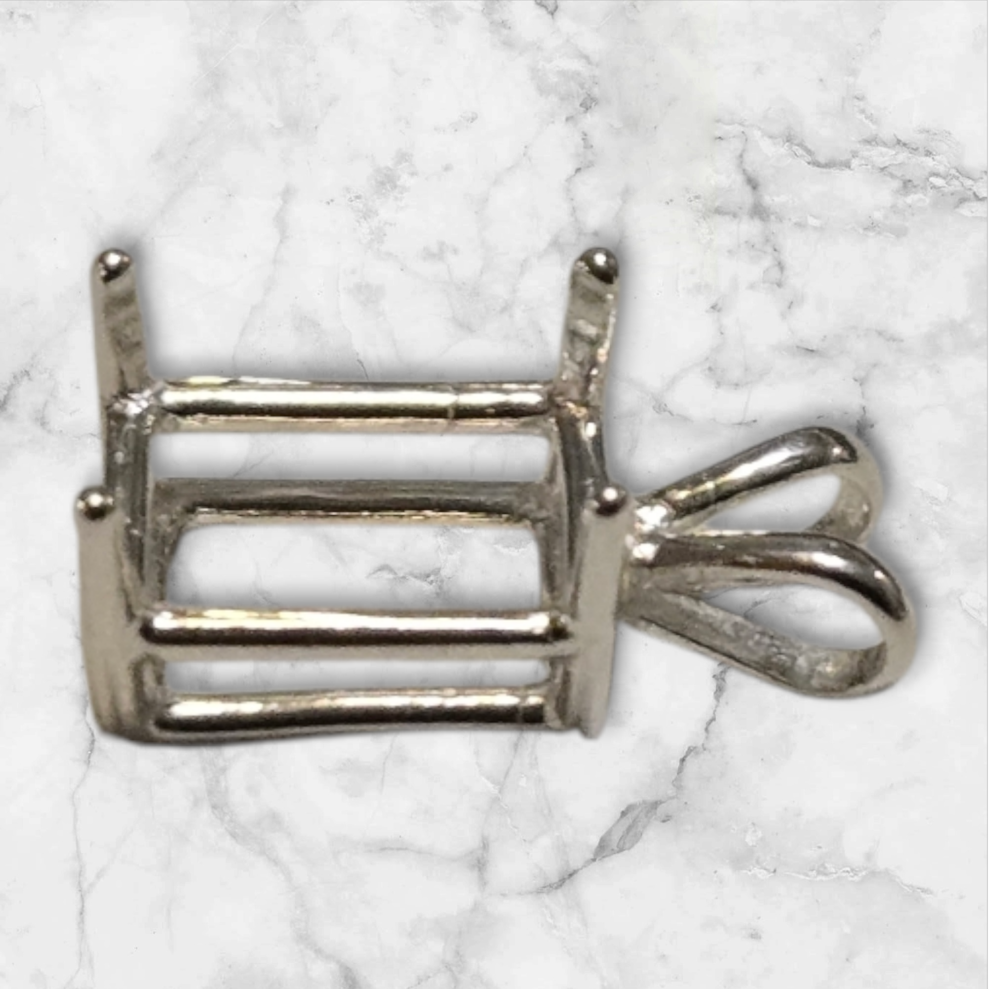 Emerald Cut Sterling Silver or 14K Gold Pendant Setting 5x3mm (30x22mm) - Handcrafted in USA - Perfect for Birthstone Jewelry, Anniversary Gifts & Custom Necklaces
