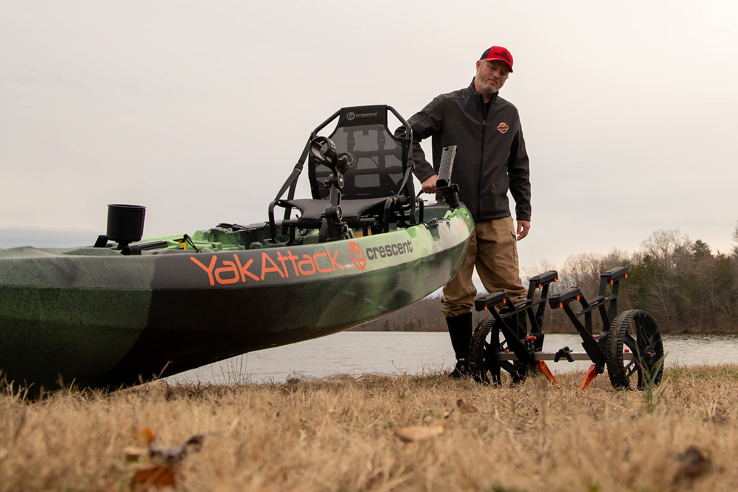 YakAttack TowNStow Kayak Cart - Adjustable Collapsible Kayak Carrier Dolly for Easy Transport | Kayak Fishing Accessories | Perfect for Beach, River & Outdoor Adventures